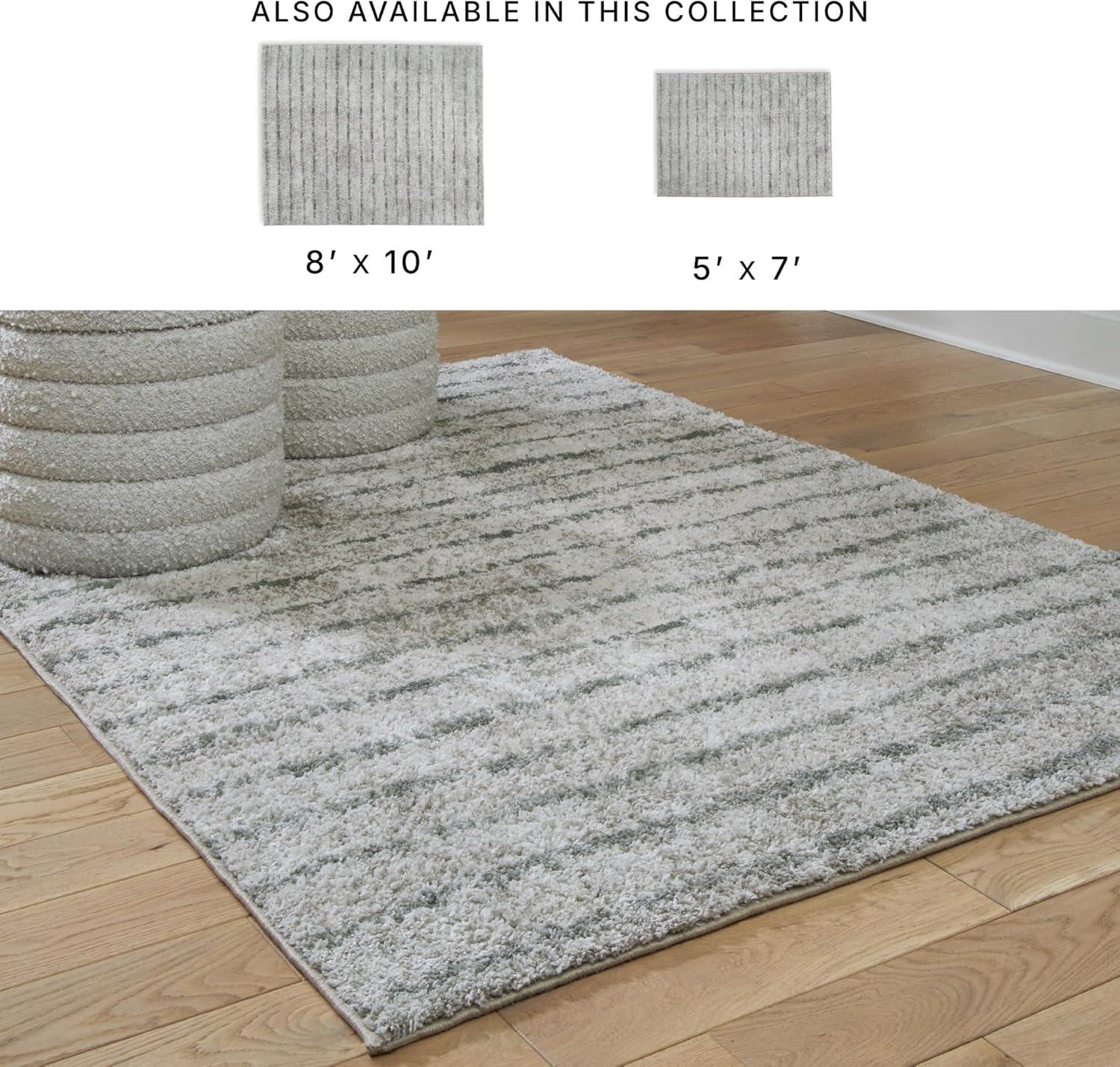 imageSignature Design by Ashley Laddway Casual Indoor Striped Fluffy 5 x 7 Rug Beige amp Gray410 x 611 Rectangular