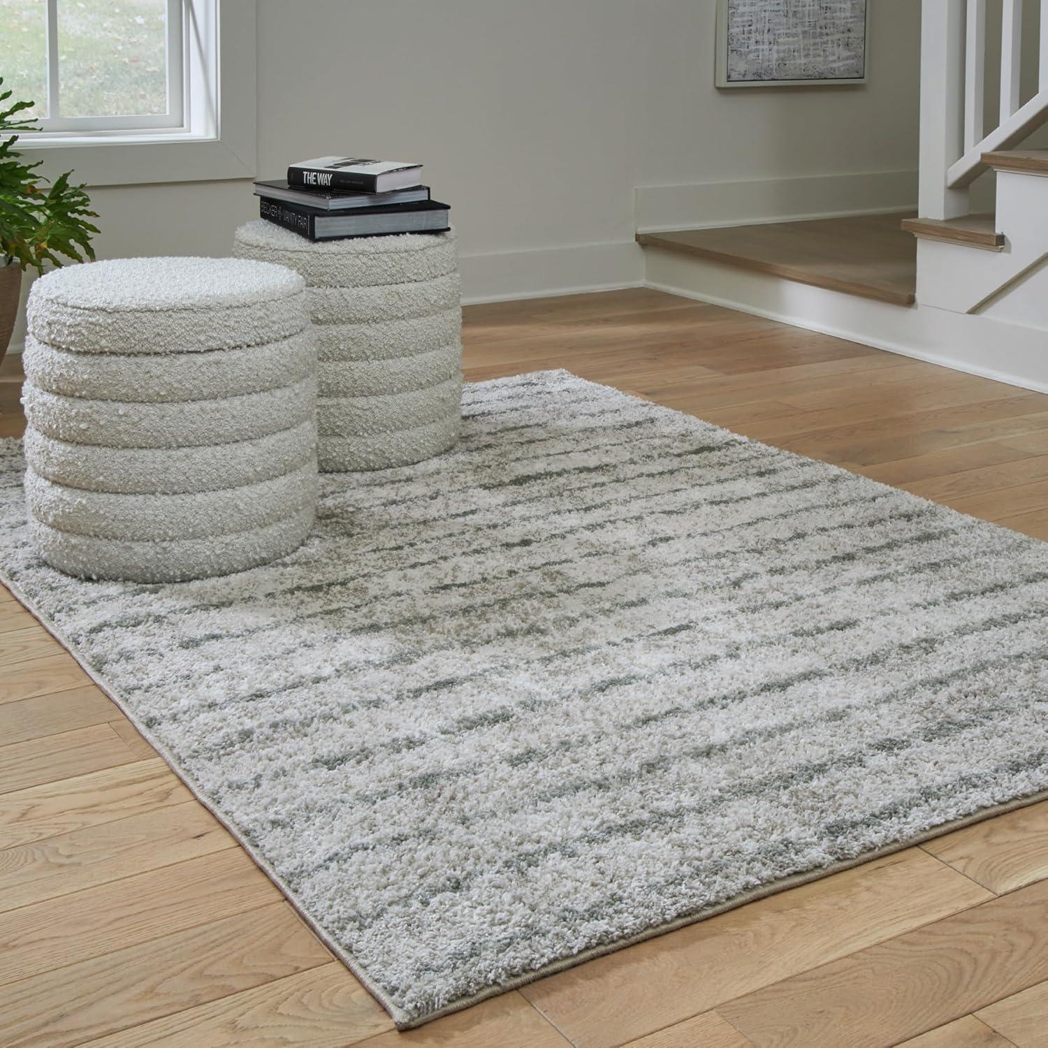imageSignature Design by Ashley Laddway Casual Indoor Striped Fluffy 5 x 7 Rug Beige amp Gray410 x 611 Rectangular