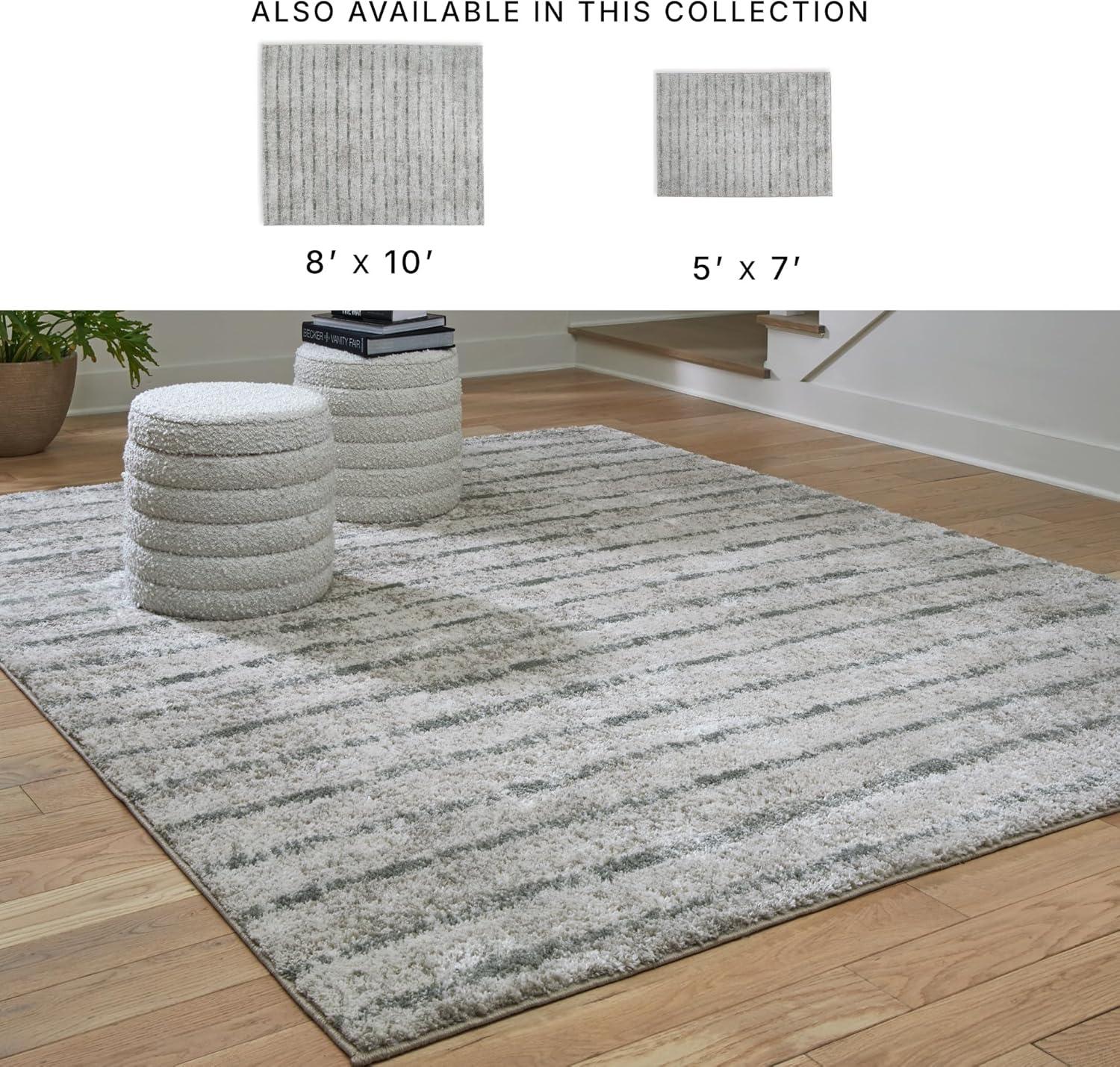 imageSignature Design by Ashley Laddway Casual Indoor Striped Fluffy 5 x 7 Rug Beige amp Gray710 x 99 Rectangular