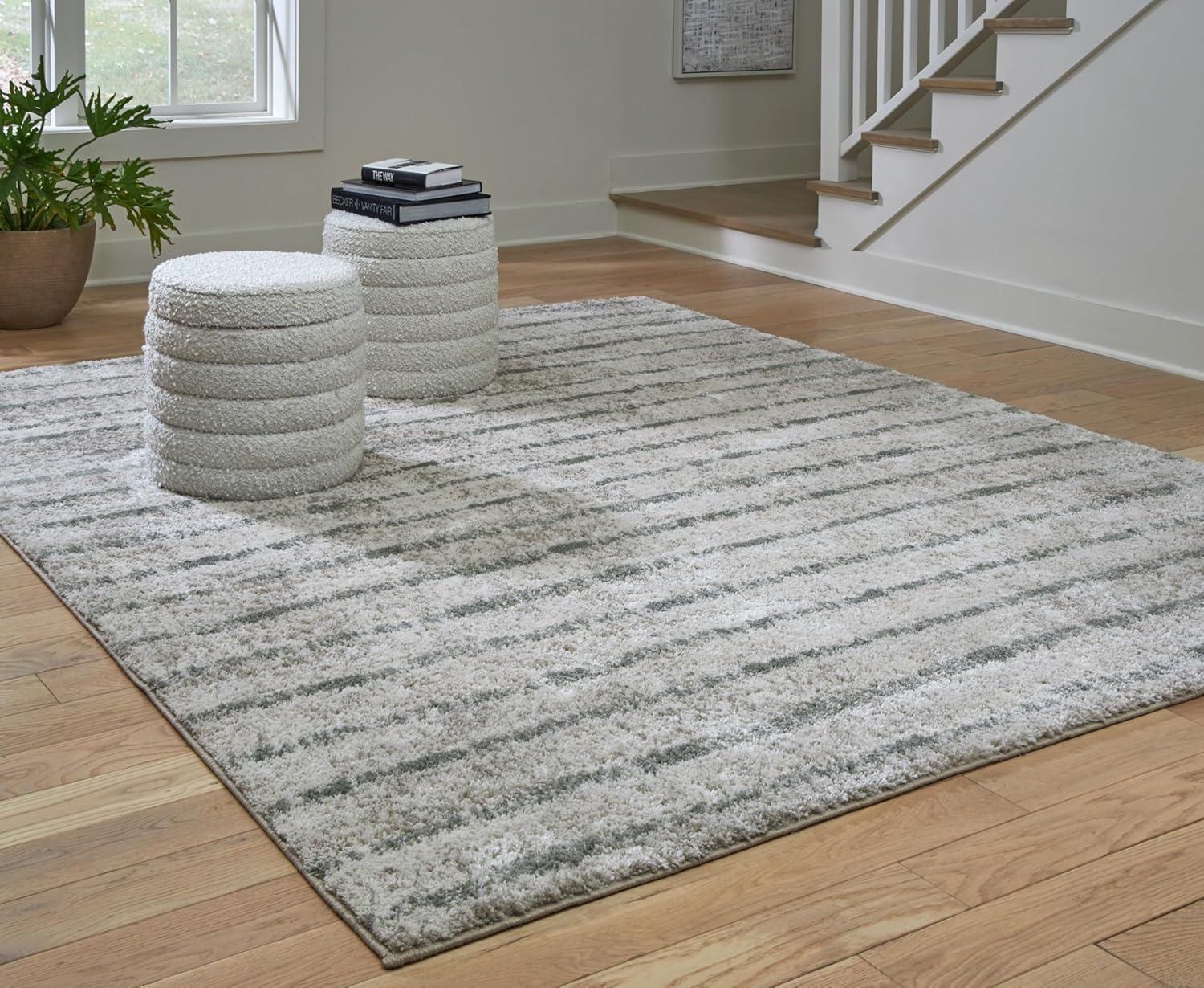 imageSignature Design by Ashley Laddway Casual Indoor Striped Fluffy 5 x 7 Rug Beige amp Gray710 x 99 Rectangular