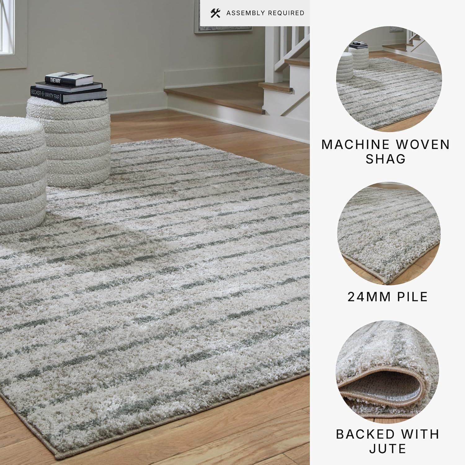 imageSignature Design by Ashley Laddway Casual Indoor Striped Fluffy 5 x 7 Rug Beige amp Gray710 x 99 Rectangular