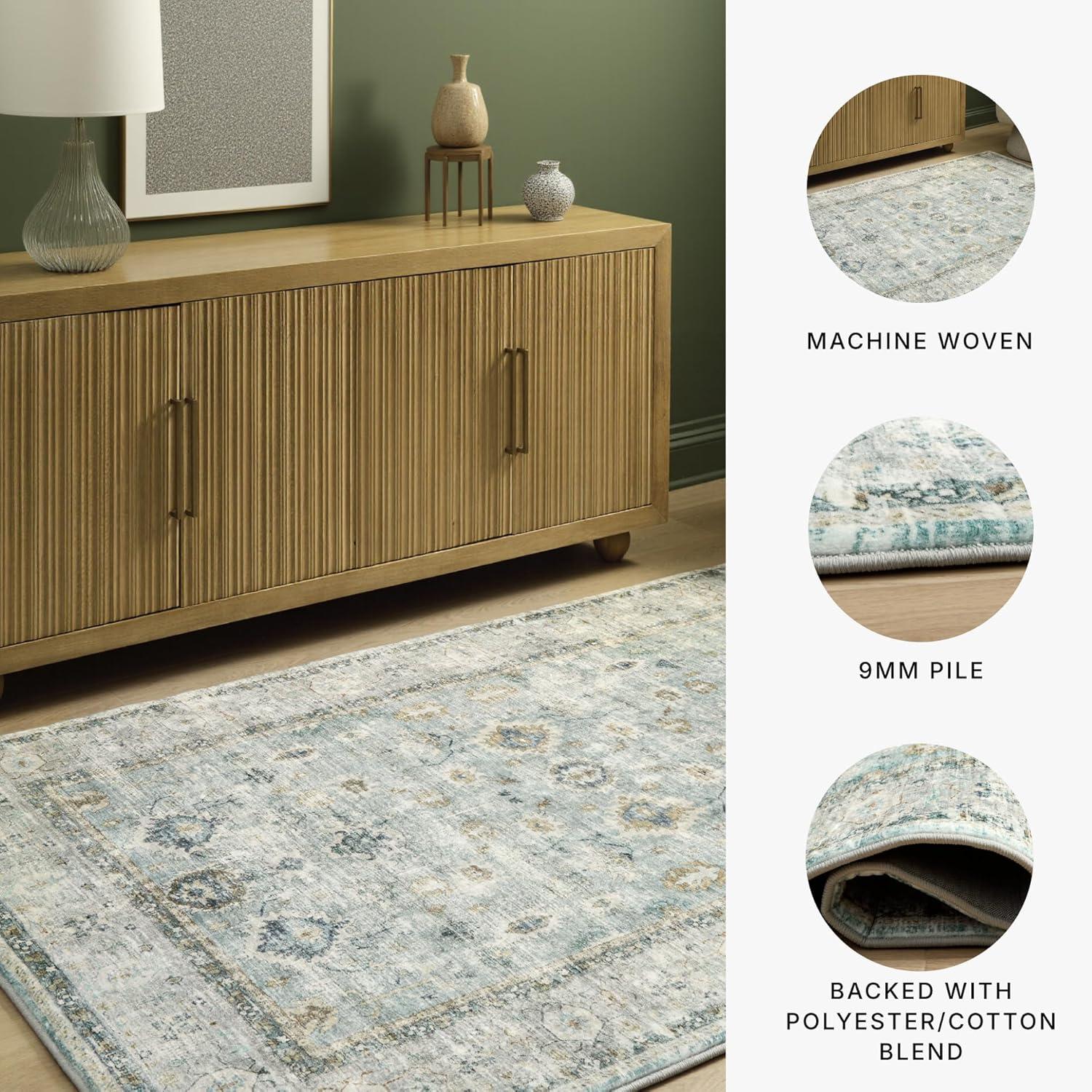 imageSignature Design by Ashley Ladstoney Classic Indoor Floral Rectangular 5 x 7 Area Rug Green amp Beige5 x 7 Rectangular
