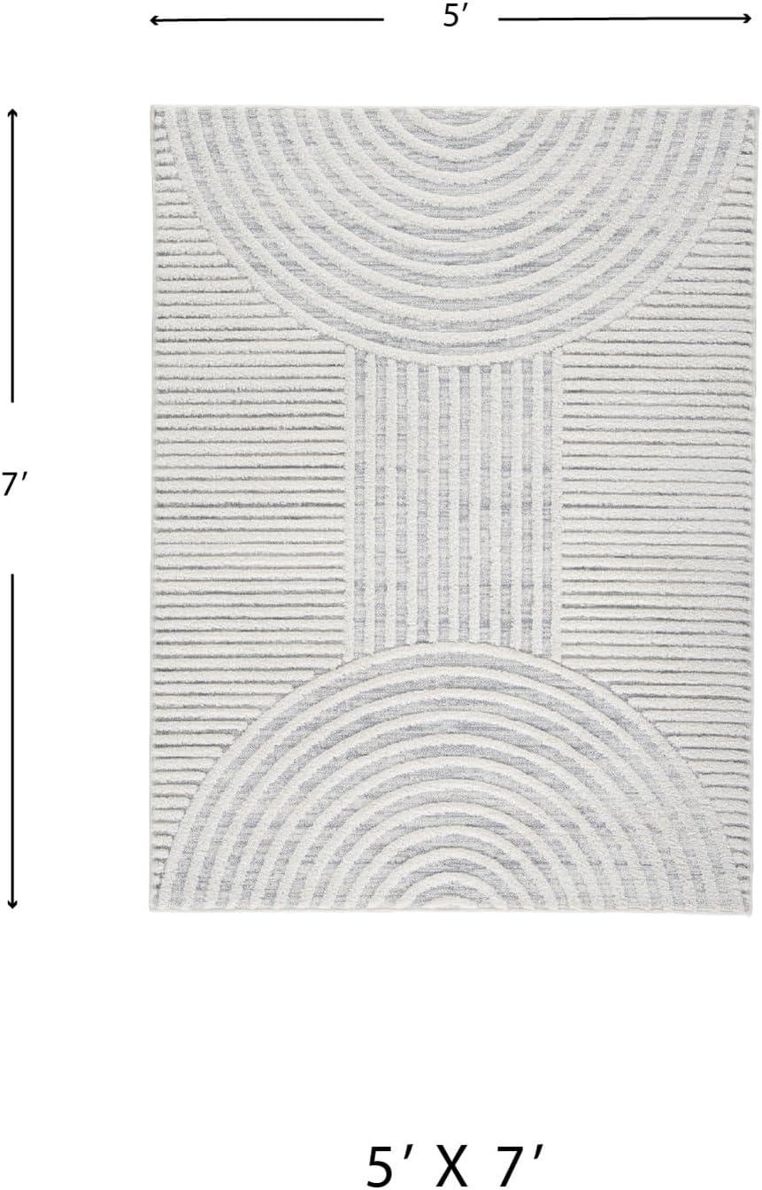 imageSignature Design by Ashley Lambworth Contemporary 5x7 Area Rug White amp Light Gray53 x 7 Rectangular
