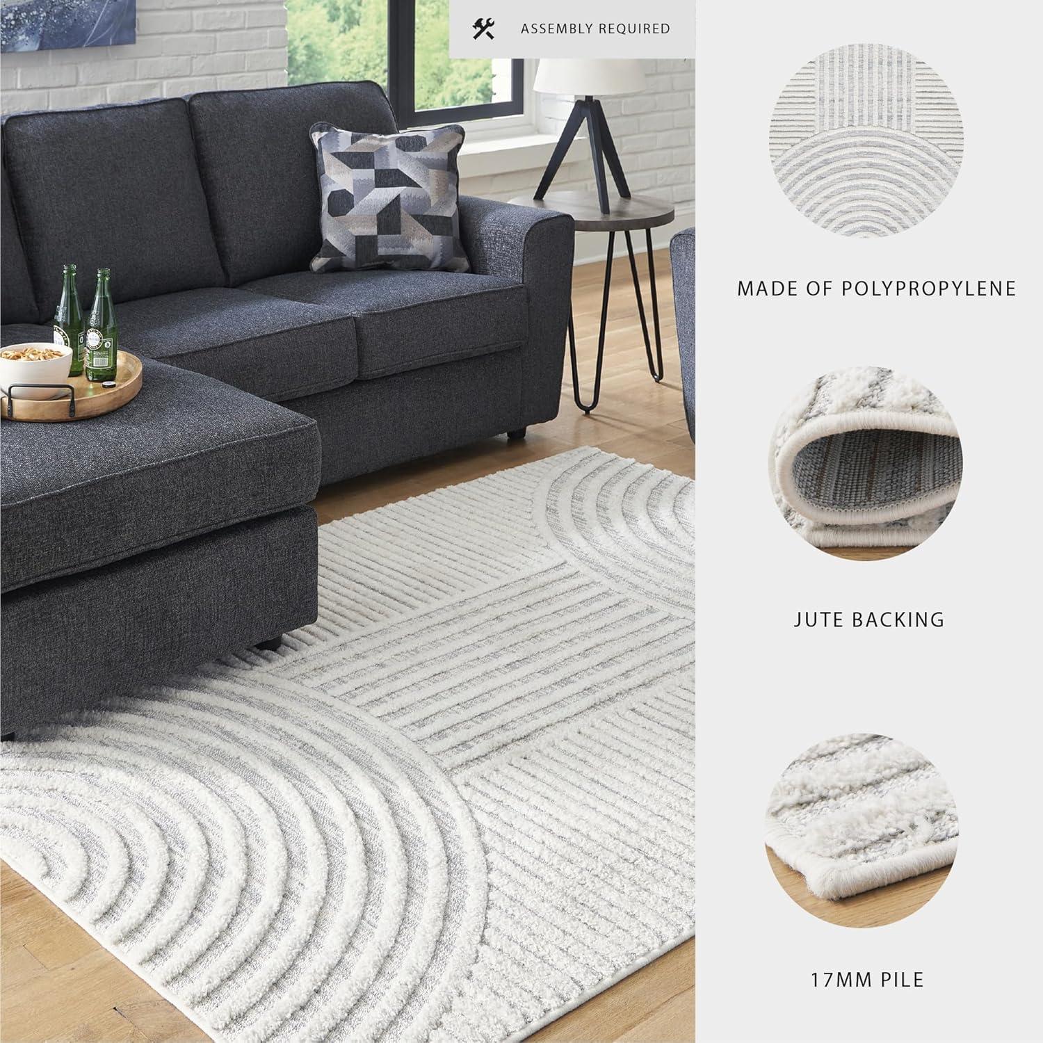 imageSignature Design by Ashley Lambworth Contemporary 5x7 Area Rug White amp Light Gray53 x 7 Rectangular