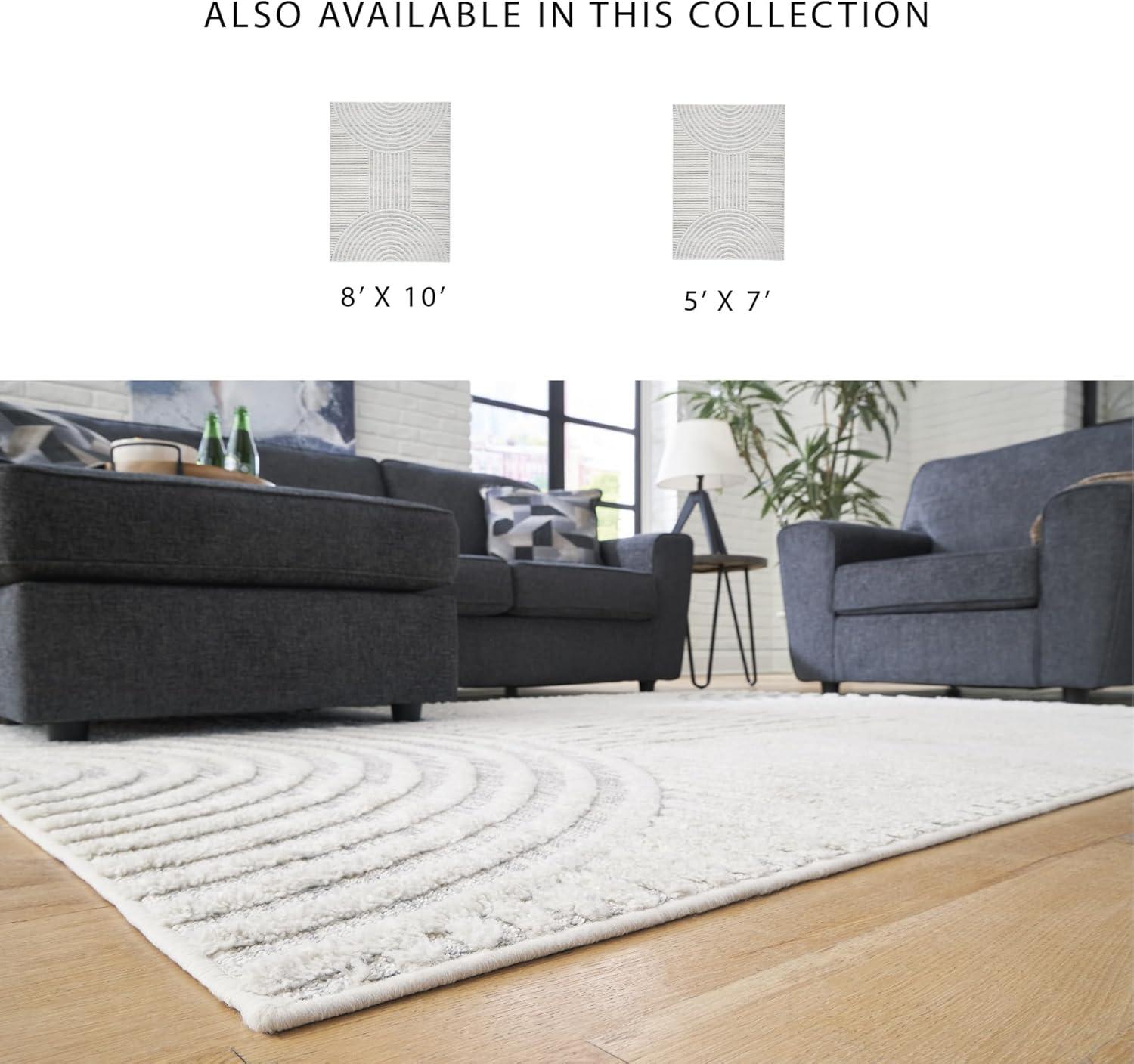 imageSignature Design by Ashley Lambworth Contemporary 5x7 Area Rug White amp Light Gray53 x 7 Rectangular