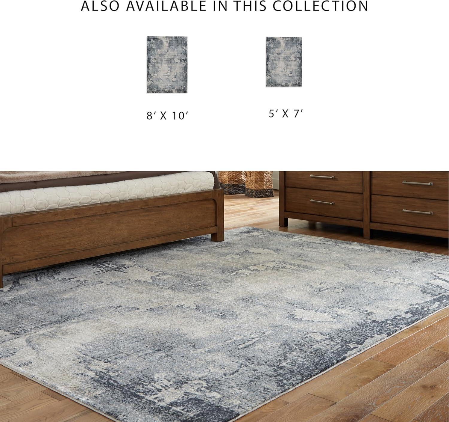 imageSignature Design by Ashley Langrich Modern Abstract Pattern Machine Woven 7 x 10 ft Large Rug High Pile Blue Cream amp Gray53 x 75 Rectangular