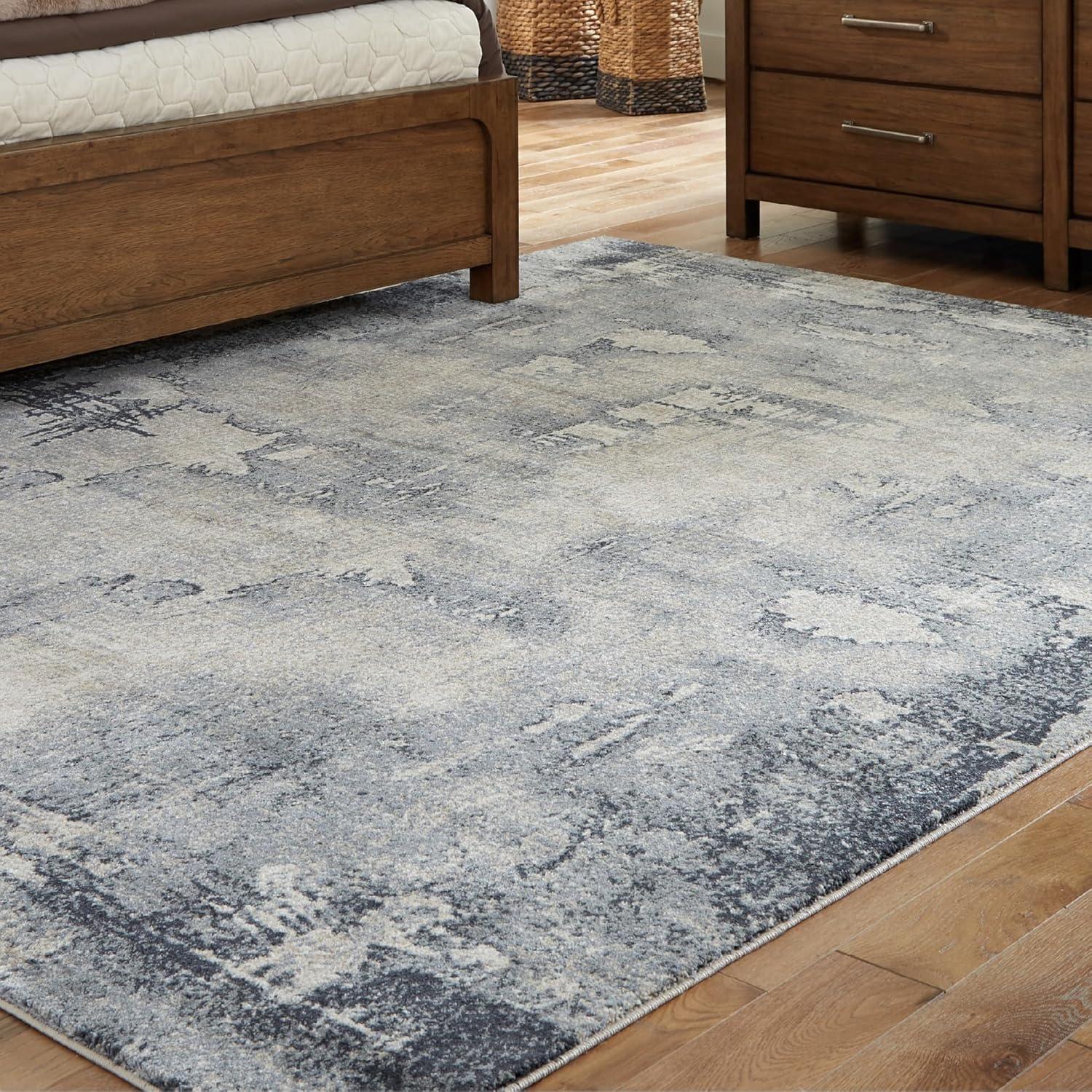 imageSignature Design by Ashley Langrich Modern Abstract Pattern Machine Woven 7 x 10 ft Large Rug High Pile Blue Cream amp Gray53 x 75 Rectangular