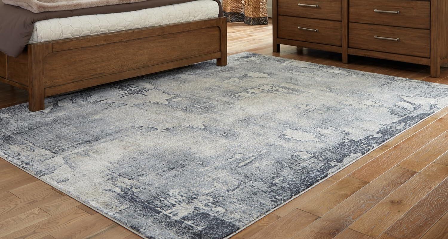 imageSignature Design by Ashley Langrich Modern Abstract Pattern Machine Woven 7 x 10 ft Large Rug High Pile Blue Cream amp Gray53 x 75 Rectangular