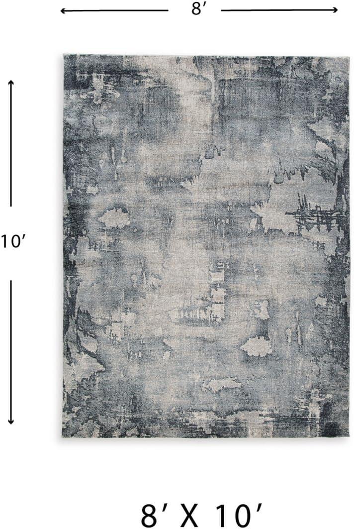 imageSignature Design by Ashley Langrich Modern Abstract Pattern Machine Woven 7 x 10 ft Large Rug High Pile Blue Cream amp Gray710 x 109 Rectangular