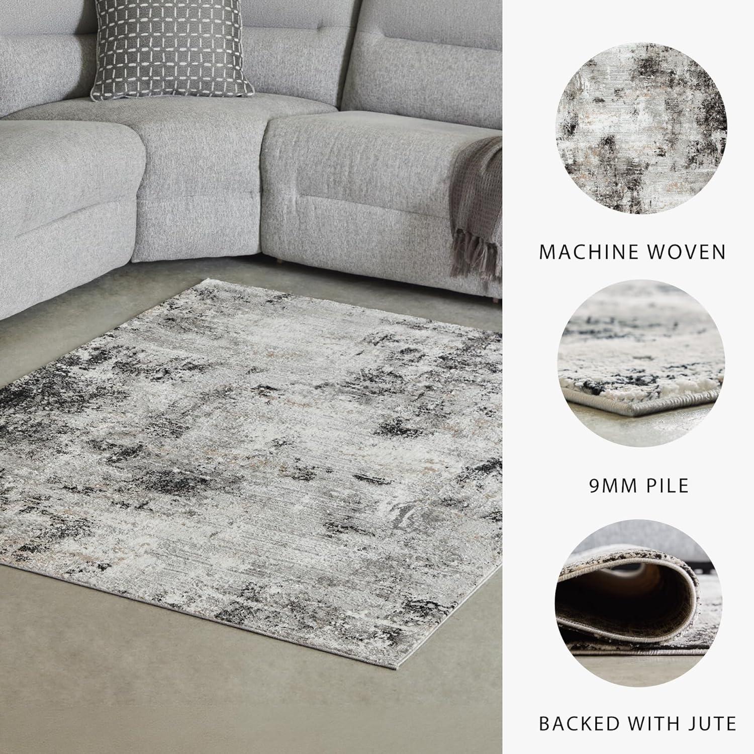 imageSignature Design by Ashley Langwell Contemporary Indoor Abstract 5 x 7 Rug Black amp Light Gray53 x 611 Rectangular
