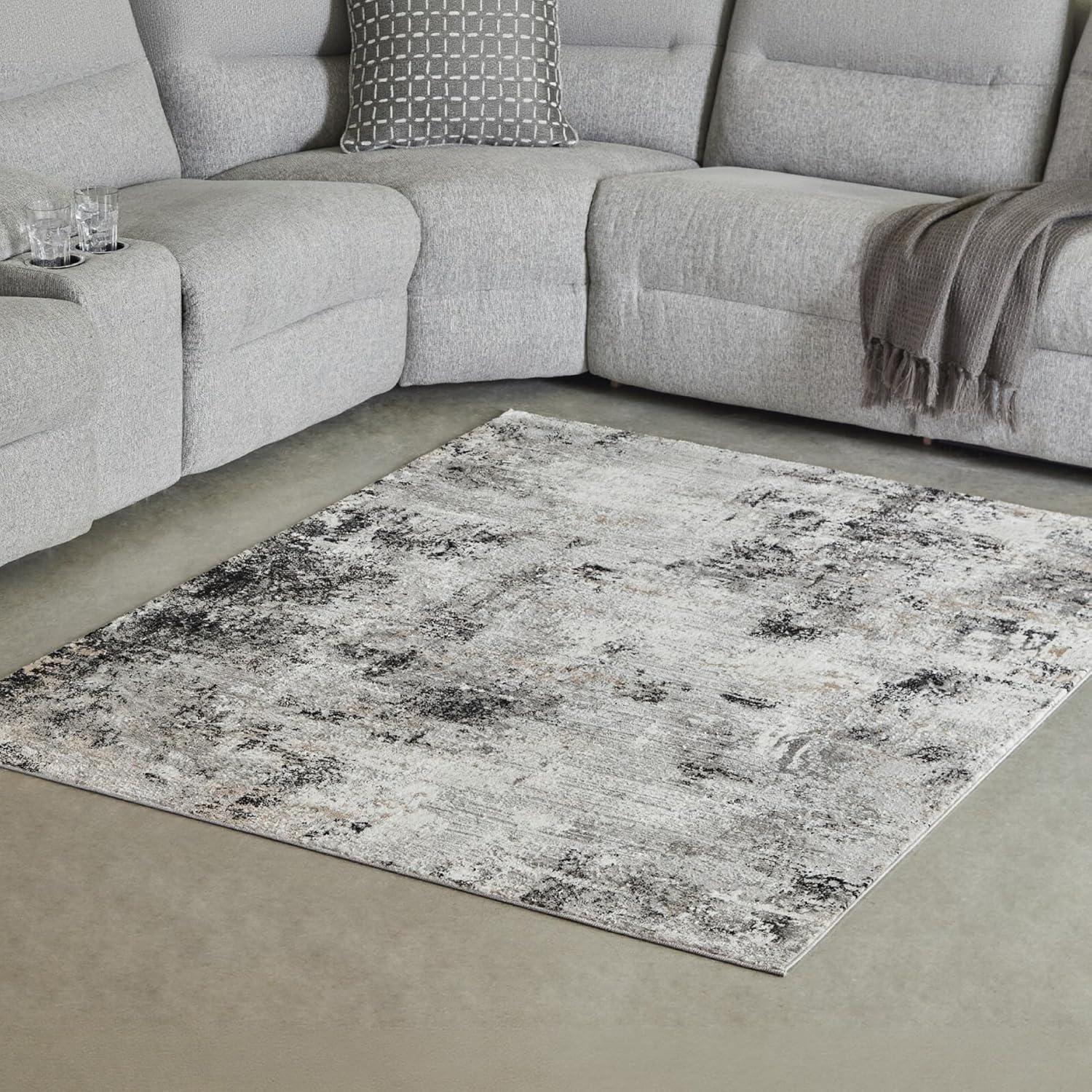 imageSignature Design by Ashley Langwell Contemporary Indoor Abstract 5 x 7 Rug Black amp Light Gray53 x 611 Rectangular