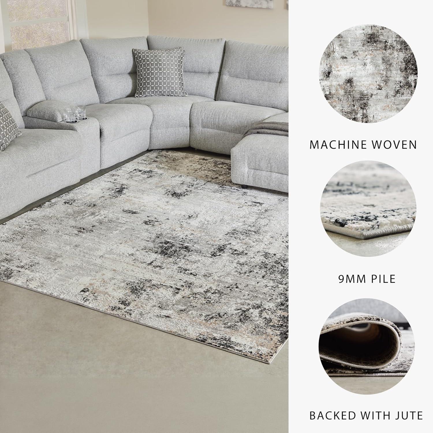 imageSignature Design by Ashley Langwell Contemporary Indoor Abstract 5 x 7 Rug Black amp Light Gray711 x 102 Rectangular