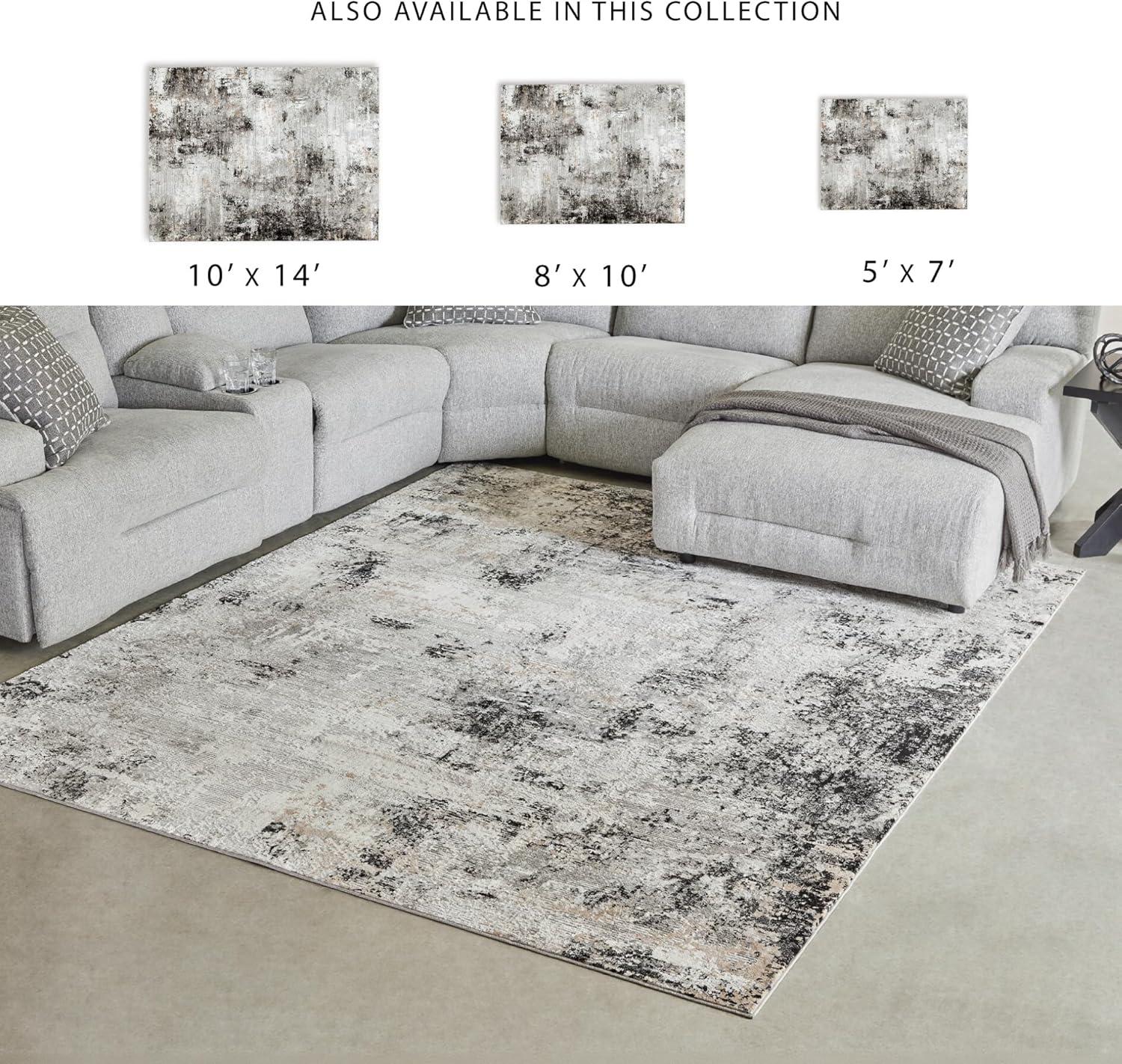 imageSignature Design by Ashley Langwell Contemporary Indoor Abstract 5 x 7 Rug Black amp Light Gray711 x 102 Rectangular