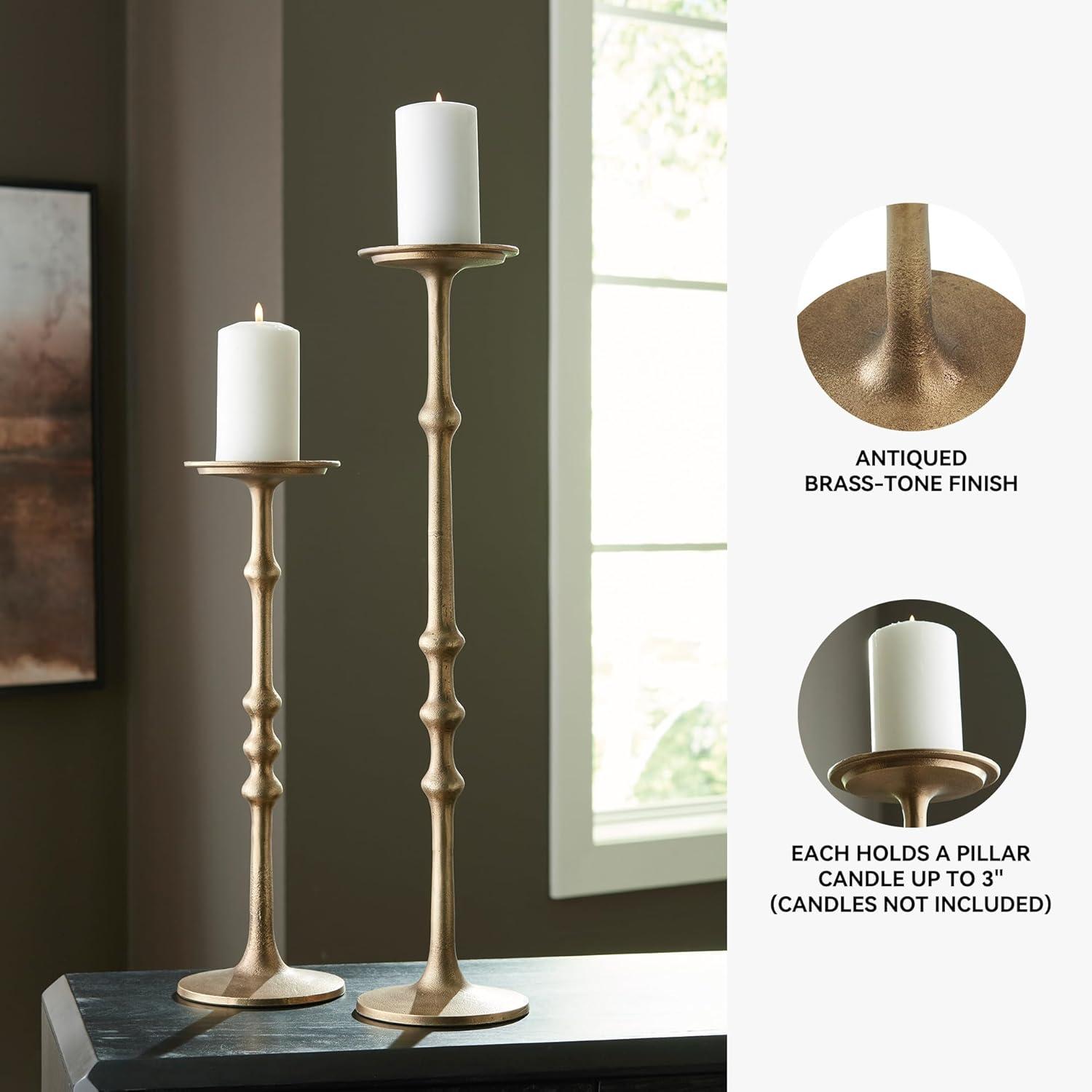 imageSignature Design by Ashley Larwick Classic Metal Candle Holder Set Set of 2 Metallic