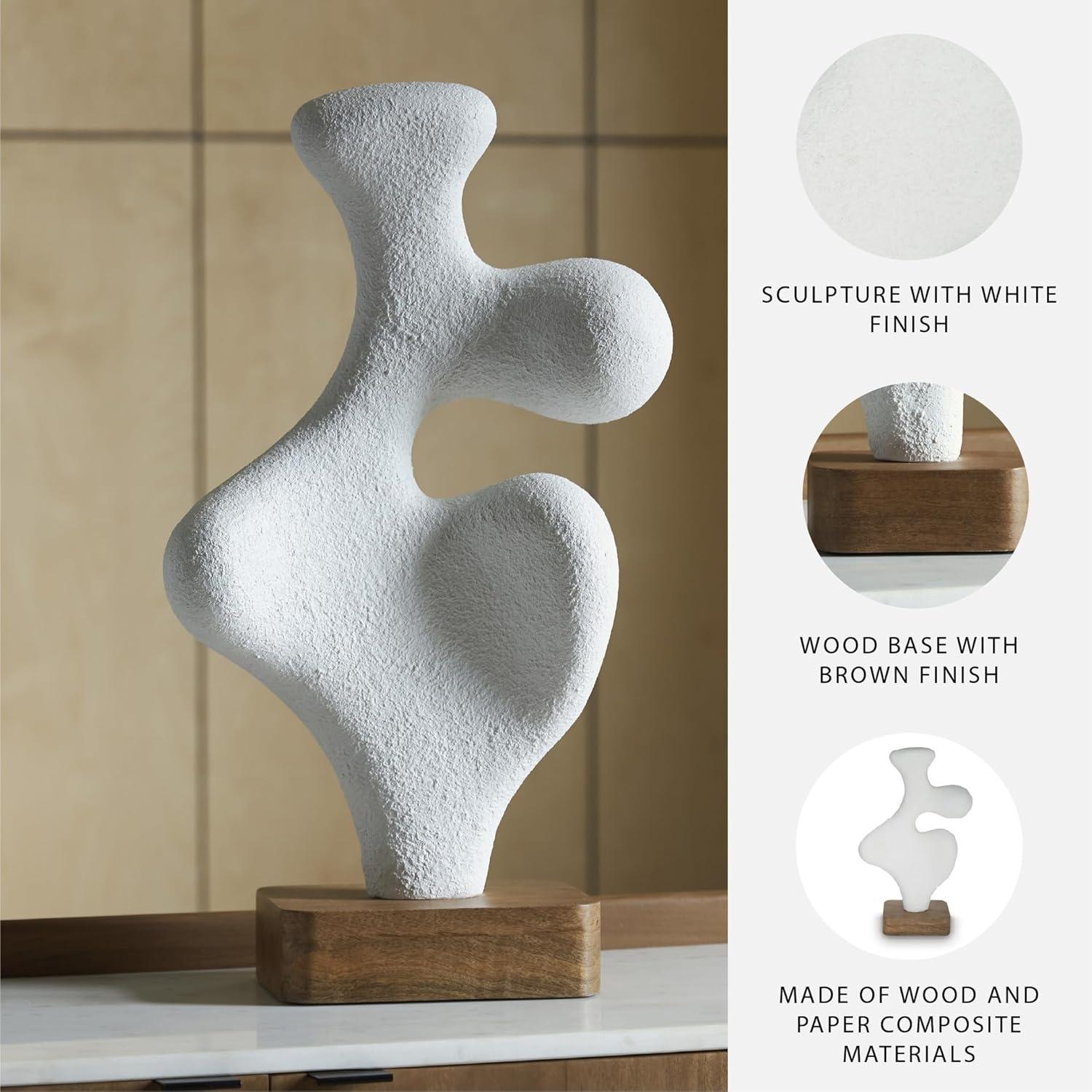 imageSignature Design by Ashley Lavarsen Modern Abstract Sculpture White amp Dark BrownWhite Dark Brown