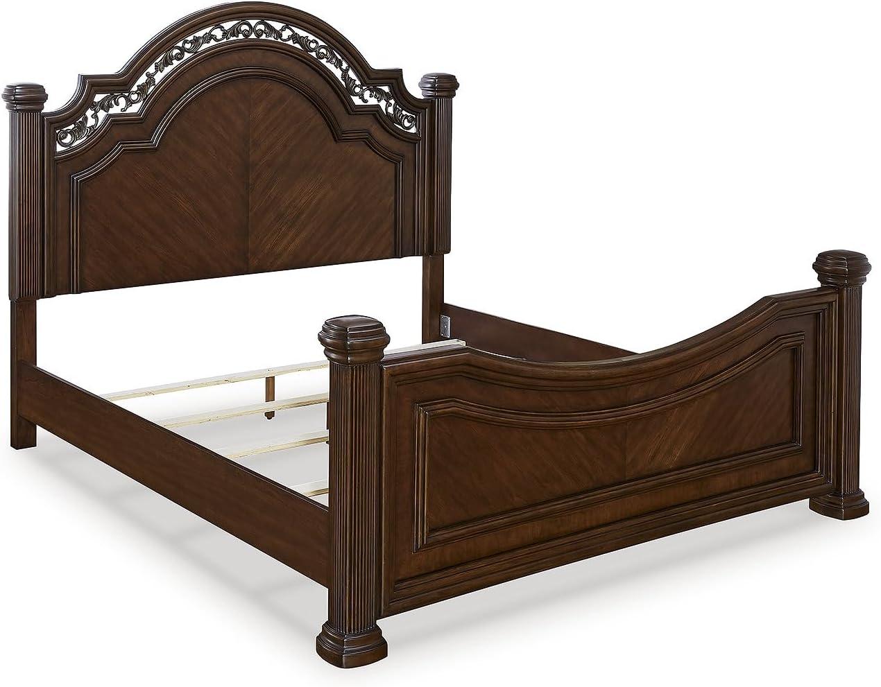 imageSignature Design by Ashley Lavinton Victorian King Poster Bed Foundation or Box Spring Needed Dark Brown