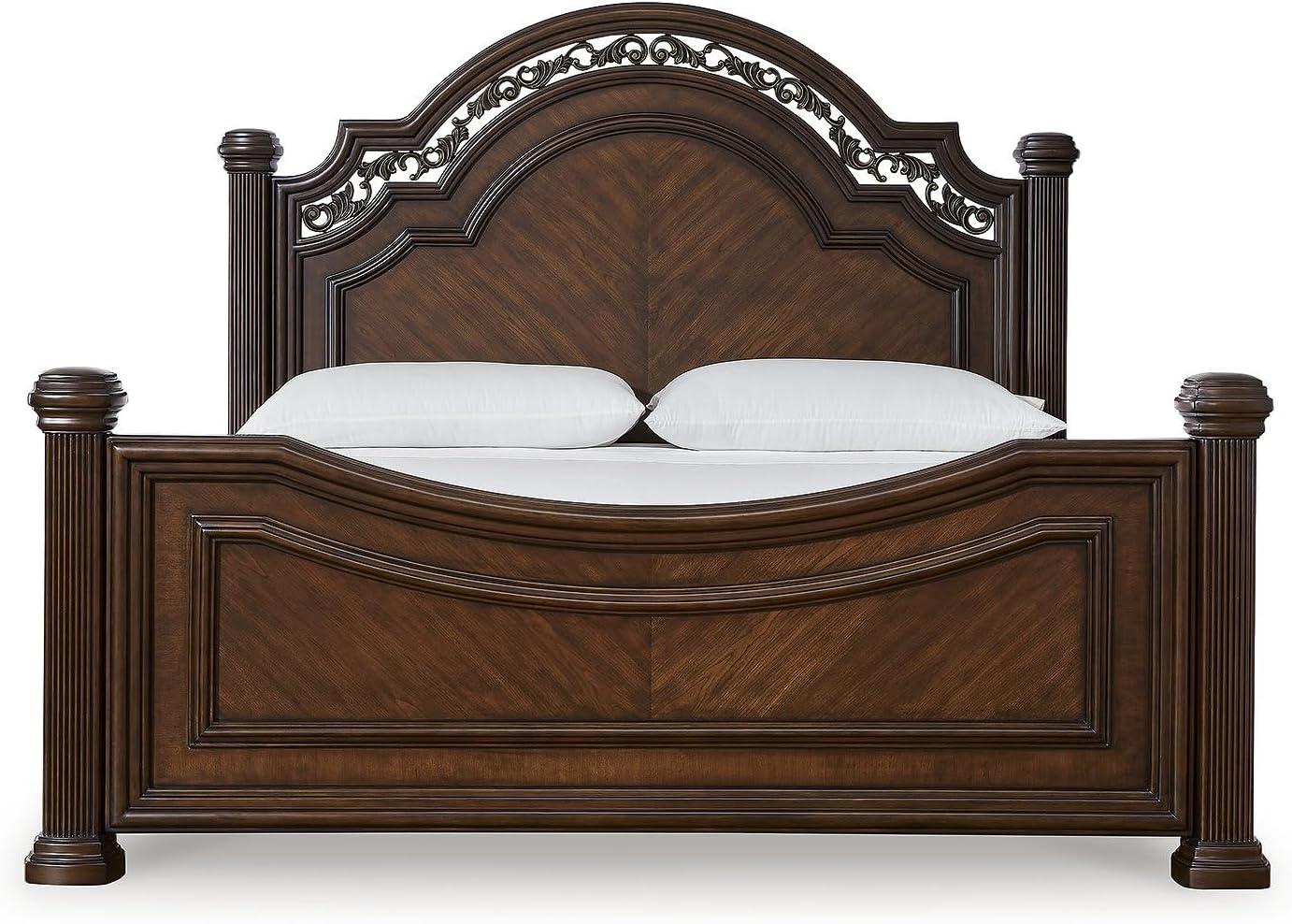 imageSignature Design by Ashley Lavinton Victorian King Poster Bed Foundation or Box Spring Needed Dark Brown