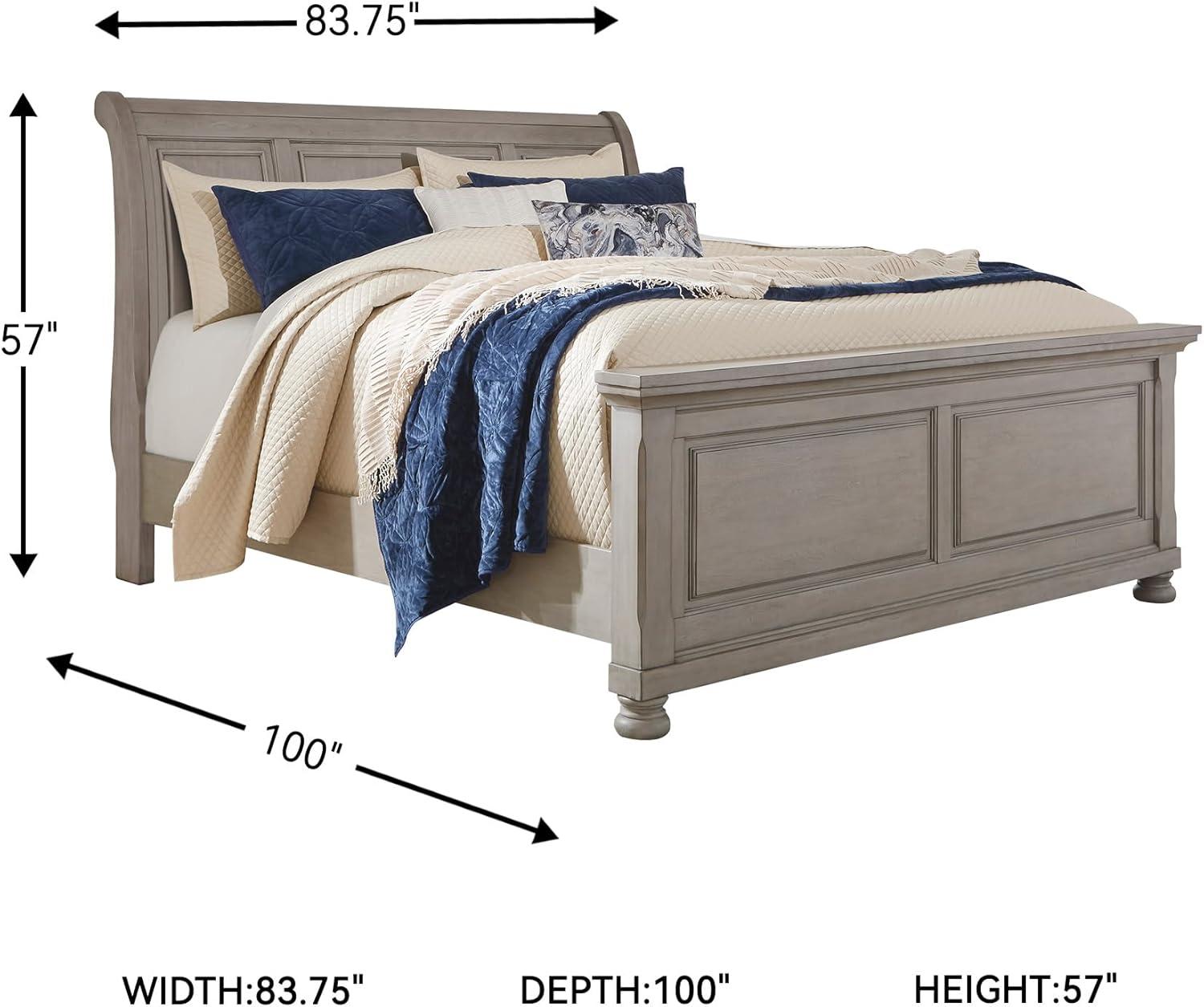 imageSignature Design by Ashley Lettner Traditional Queen Sleigh Bed Foundation or Box Spring Needed Light GrayLight Gray