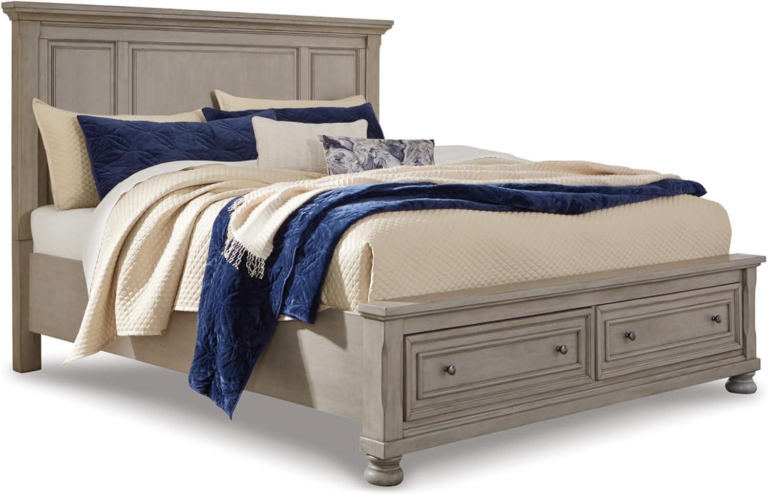 imageSignature Design by Ashley Lettner Traditional Queen Sleigh Bed Foundation or Box Spring Needed Light GrayLight Gray