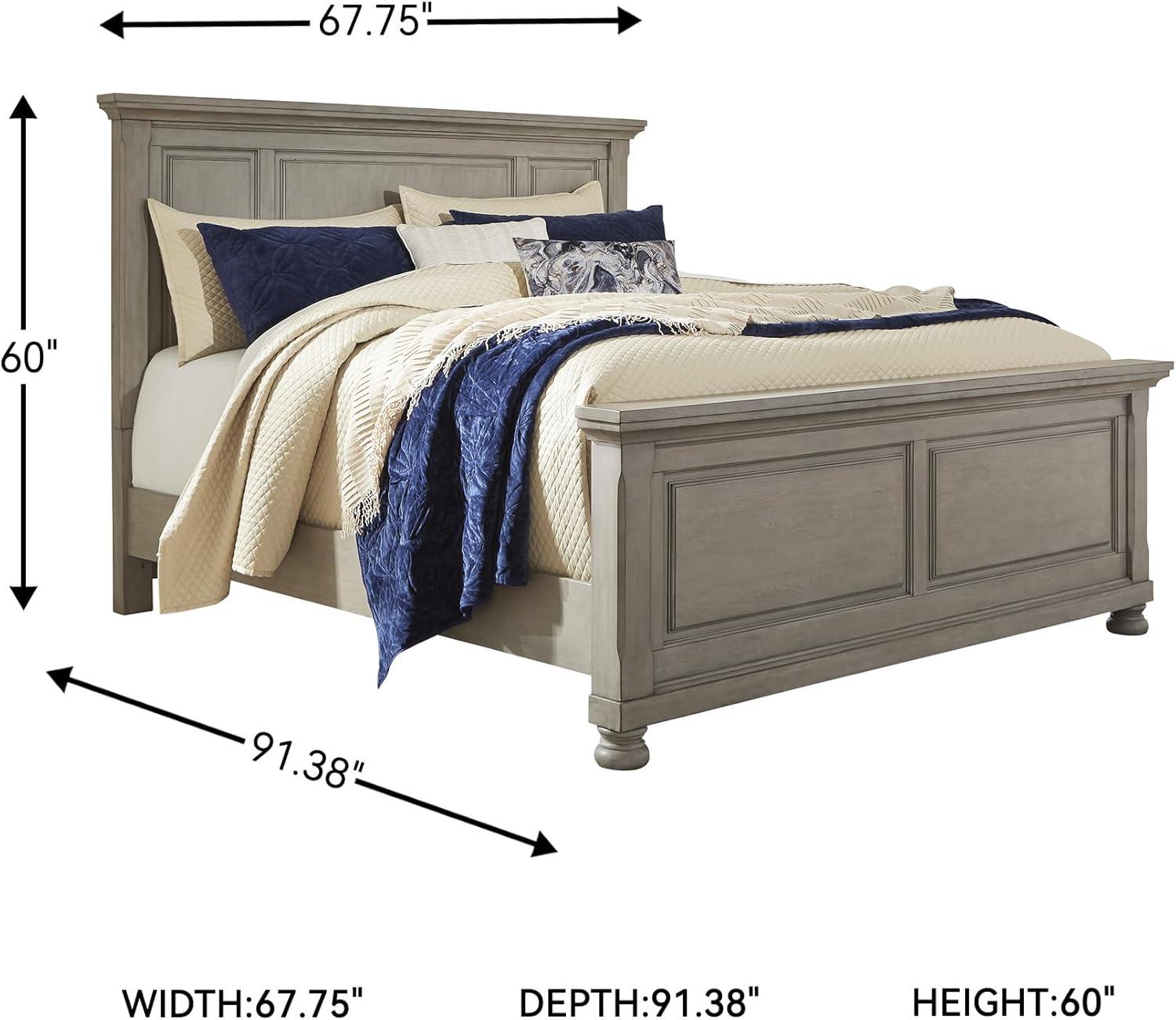 imageSignature Design by Ashley Lettner Traditional Queen Sleigh Bed Foundation or Box Spring Needed Light GrayLight Gray