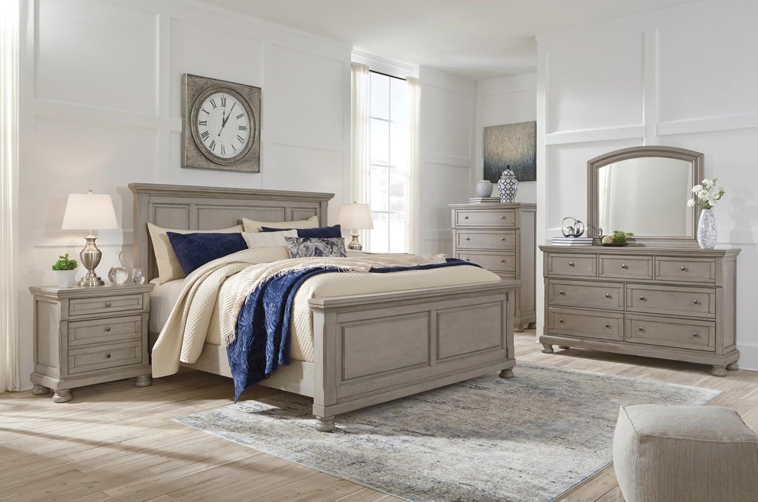 imageSignature Design by Ashley Lettner Traditional Queen Sleigh Bed Foundation or Box Spring Needed Light GrayLight Gray
