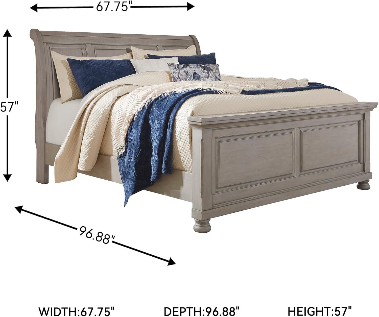 imageSignature Design by Ashley Lettner Traditional Queen Sleigh Bed Foundation or Box Spring Needed Light GrayLight Gray