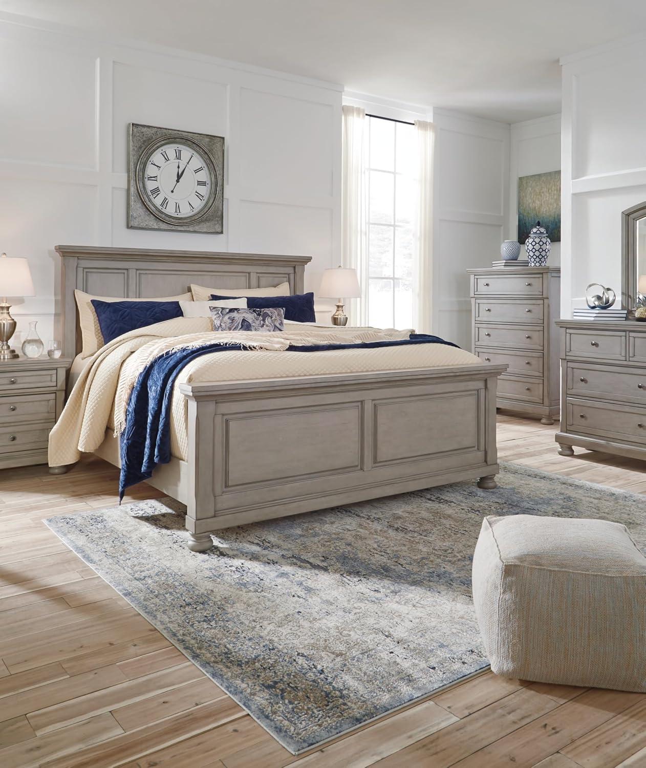 imageSignature Design by Ashley Lettner Traditional Queen Sleigh Bed Foundation or Box Spring Needed Light GrayLight Gray