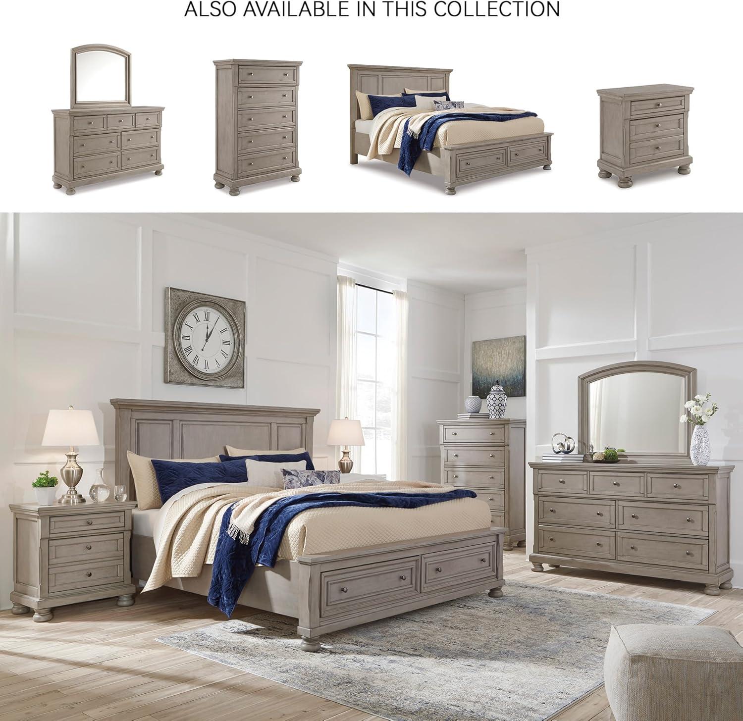 imageSignature Design by Ashley Lettner Traditional Queen Sleigh Bed Foundation or Box Spring Needed Light GrayLight Gray