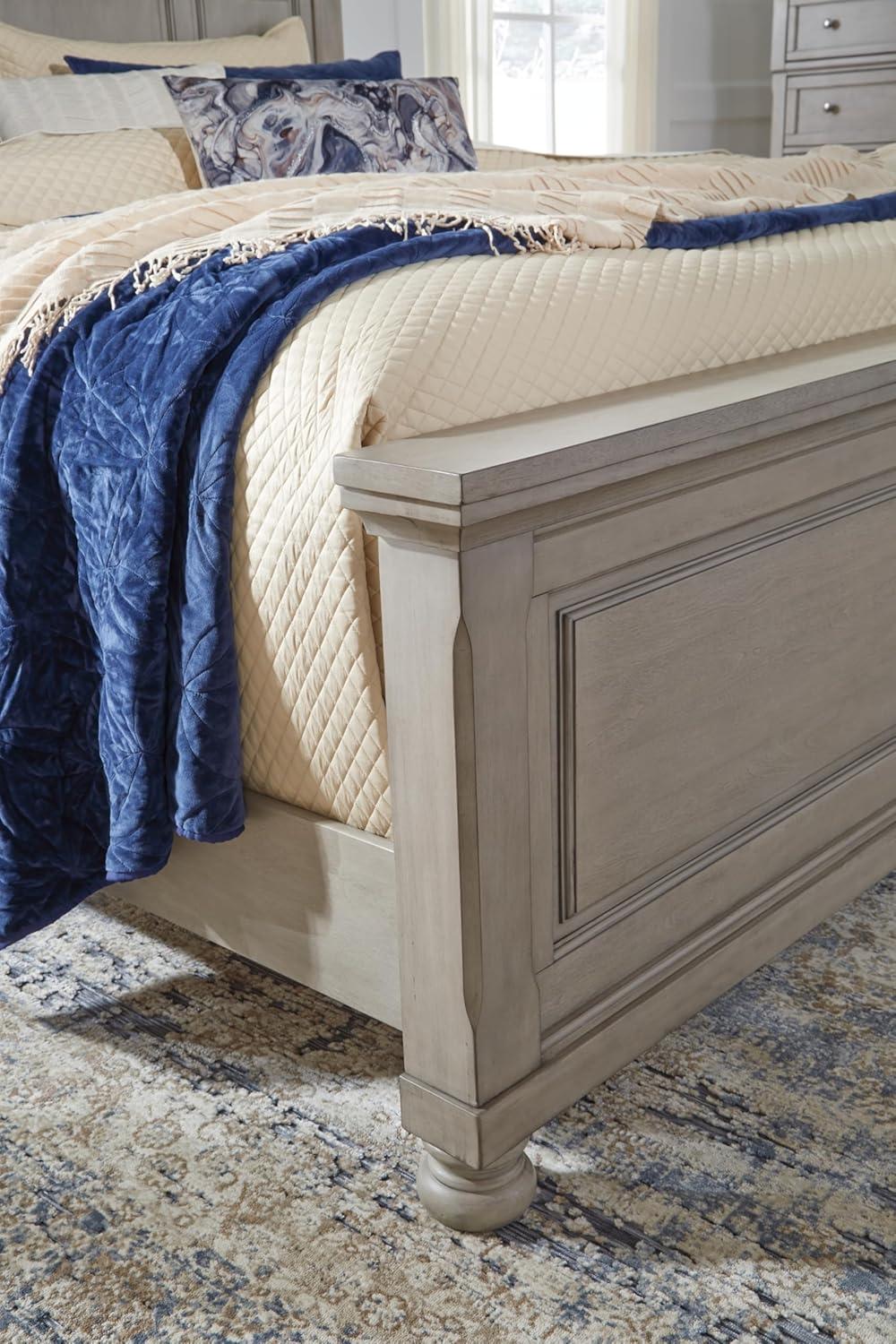 imageSignature Design by Ashley Lettner Traditional Queen Sleigh Bed Foundation or Box Spring Needed Light GrayLight Gray