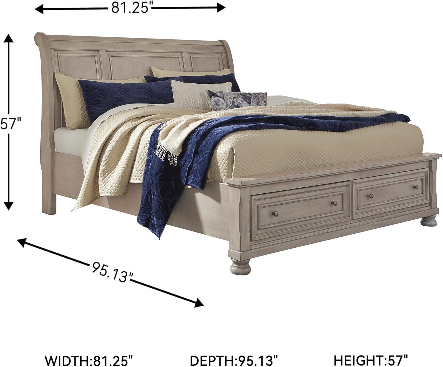 imageSignature Design by Ashley Lettner Traditional Queen Sleigh Bed Foundation or Box Spring Needed Light GrayLight Gray