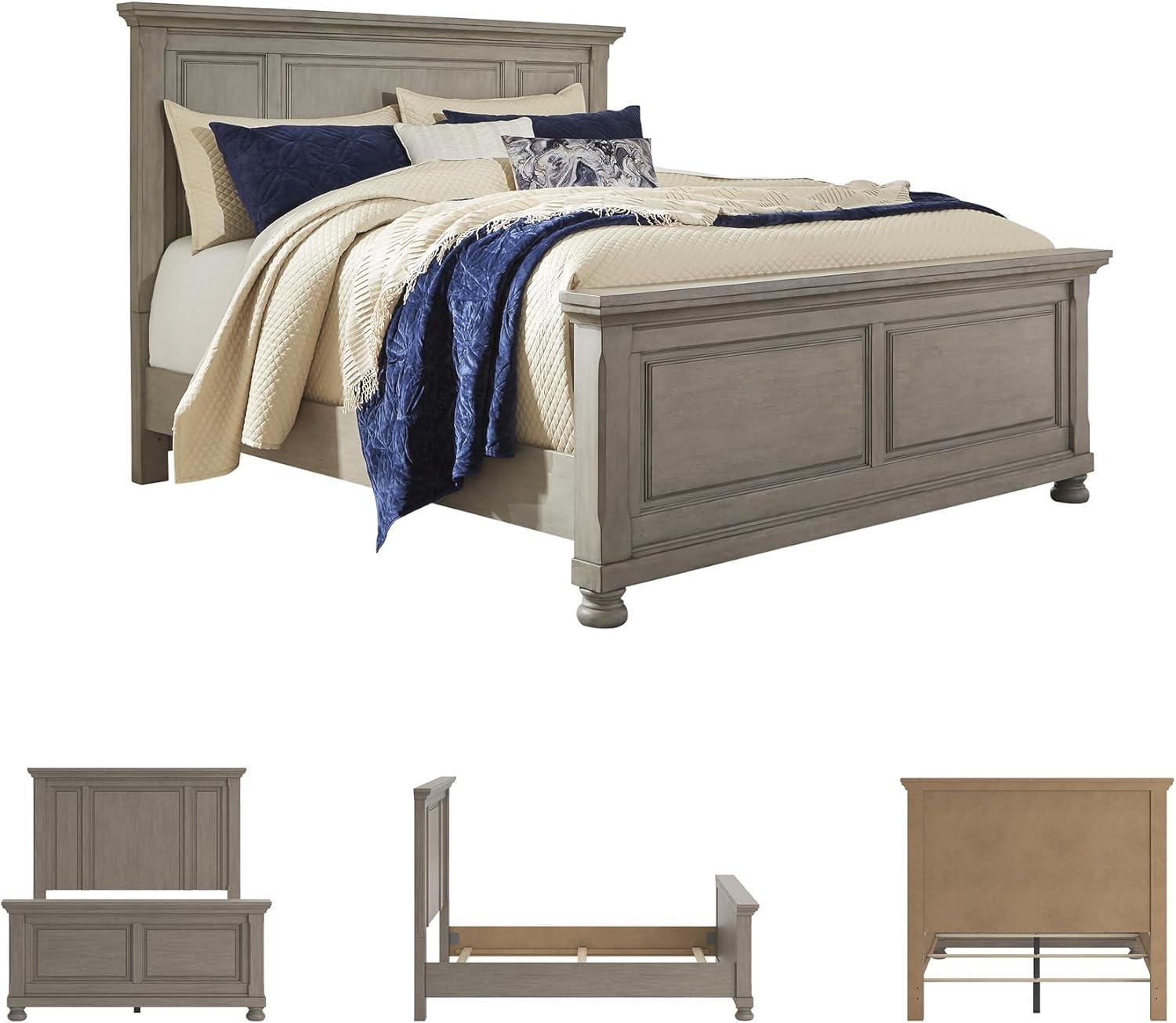 imageSignature Design by Ashley Lettner Traditional Queen Sleigh Bed Foundation or Box Spring Needed Light GrayLight Gray
