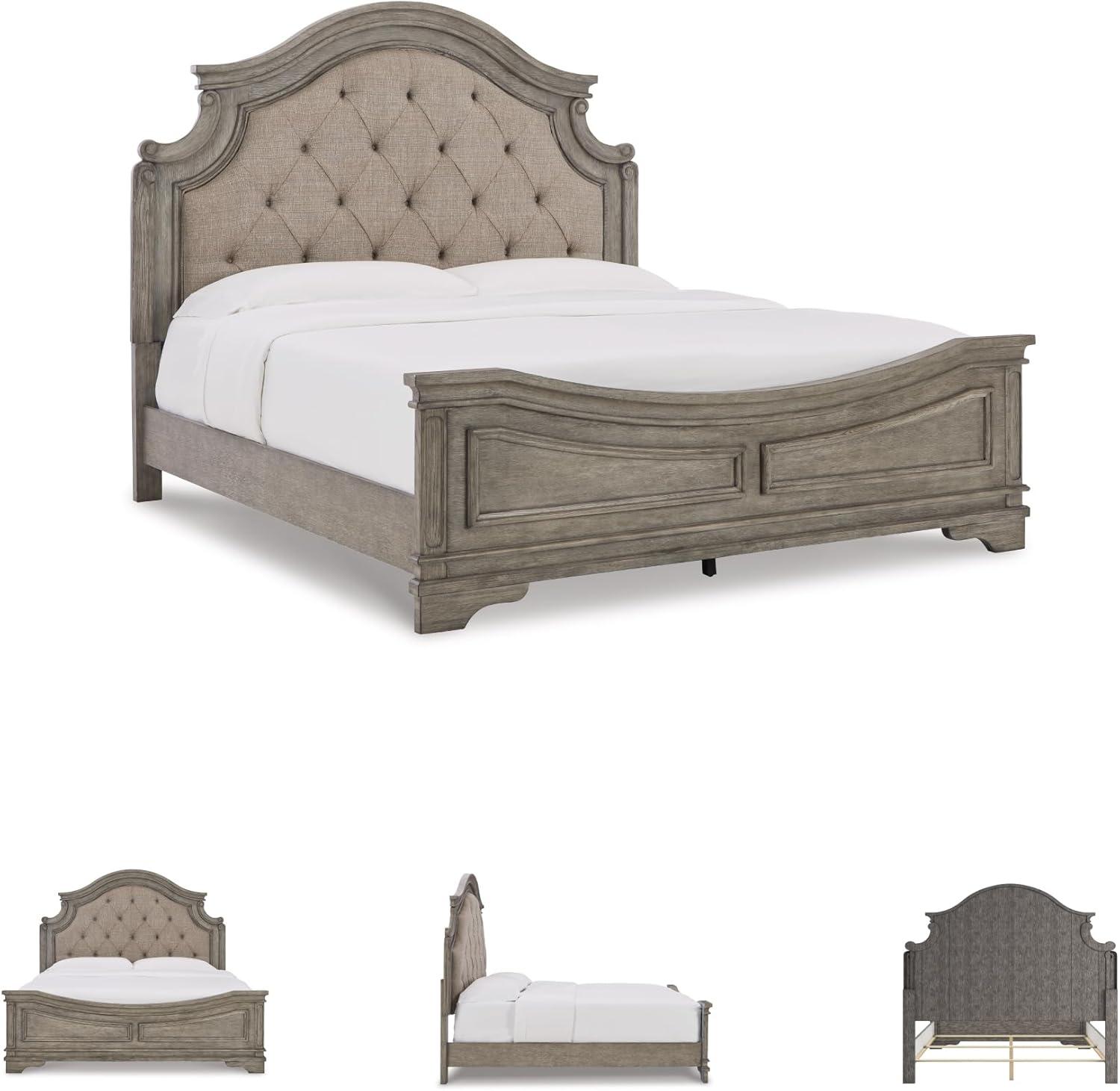 imageSignature Design by Ashley Lodenbay Traditional Queen Upholstered Panel Bed Foundation or Box Spring Needed GrayAntique Gray