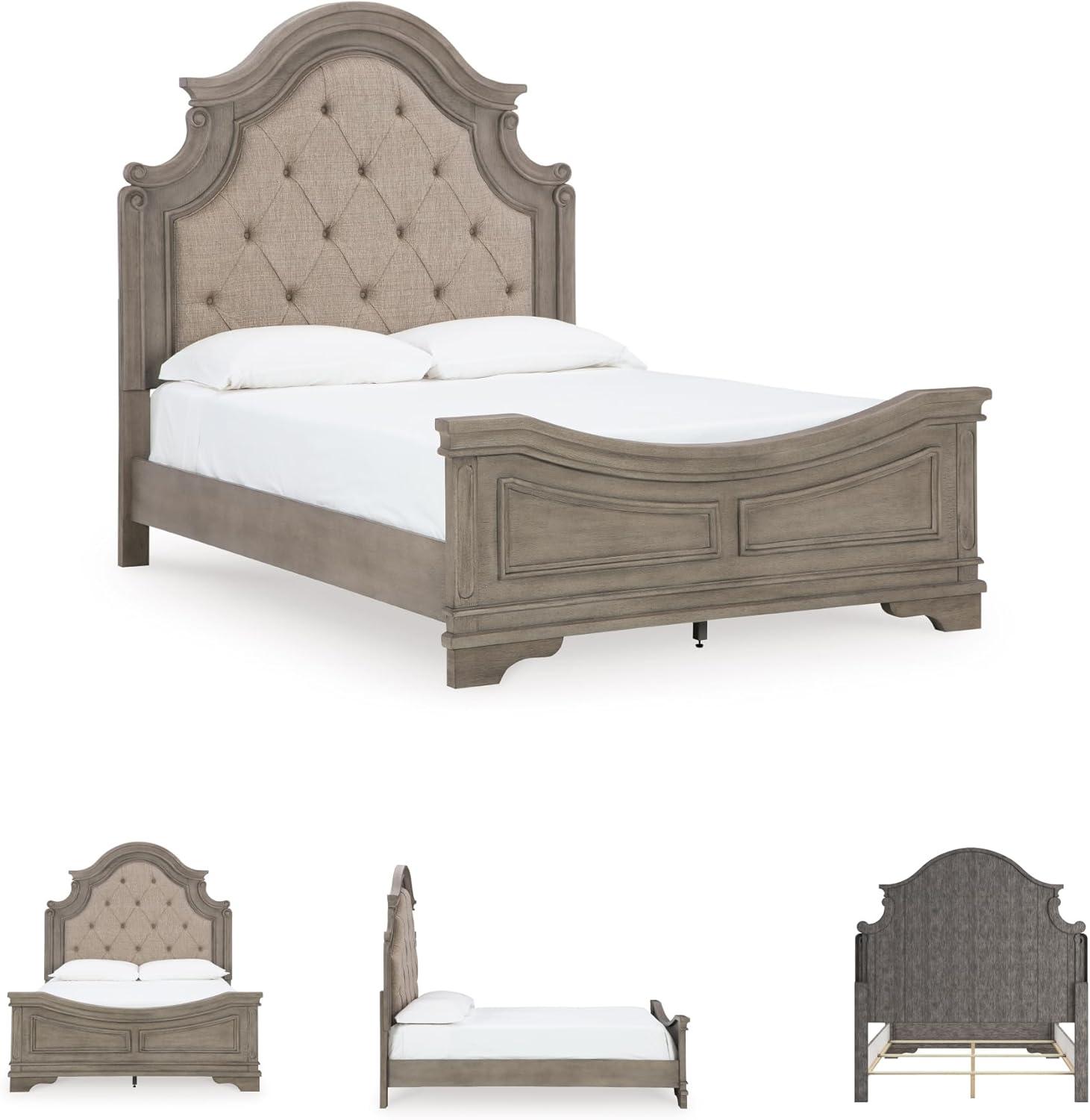 imageSignature Design by Ashley Lodenbay Traditional Queen Upholstered Panel Bed Foundation or Box Spring Needed GrayAntique Gray