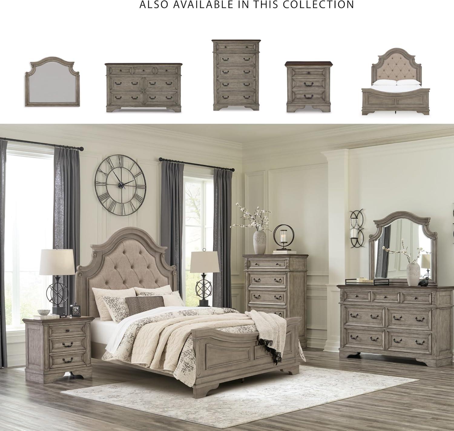 imageSignature Design by Ashley Lodenbay Traditional Queen Upholstered Panel Bed Foundation or Box Spring Needed GrayAntique Gray