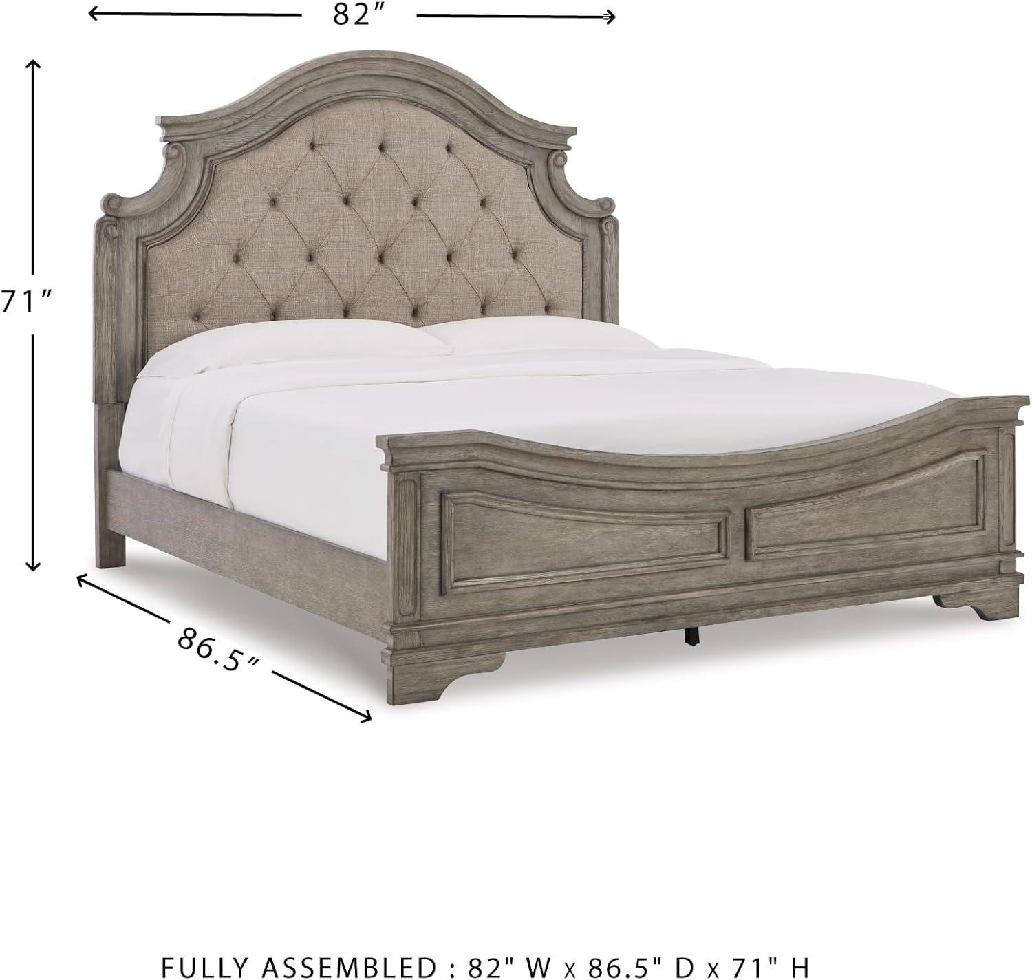 imageSignature Design by Ashley Lodenbay Traditional Queen Upholstered Panel Bed Foundation or Box Spring Needed GrayAntique Gray