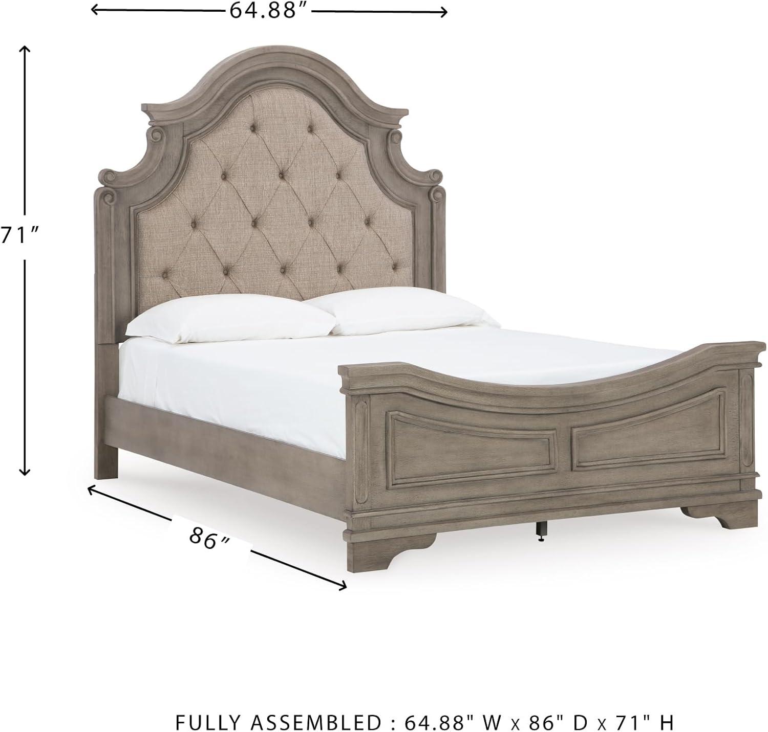 imageSignature Design by Ashley Lodenbay Traditional Queen Upholstered Panel Bed Foundation or Box Spring Needed GrayAntique Gray