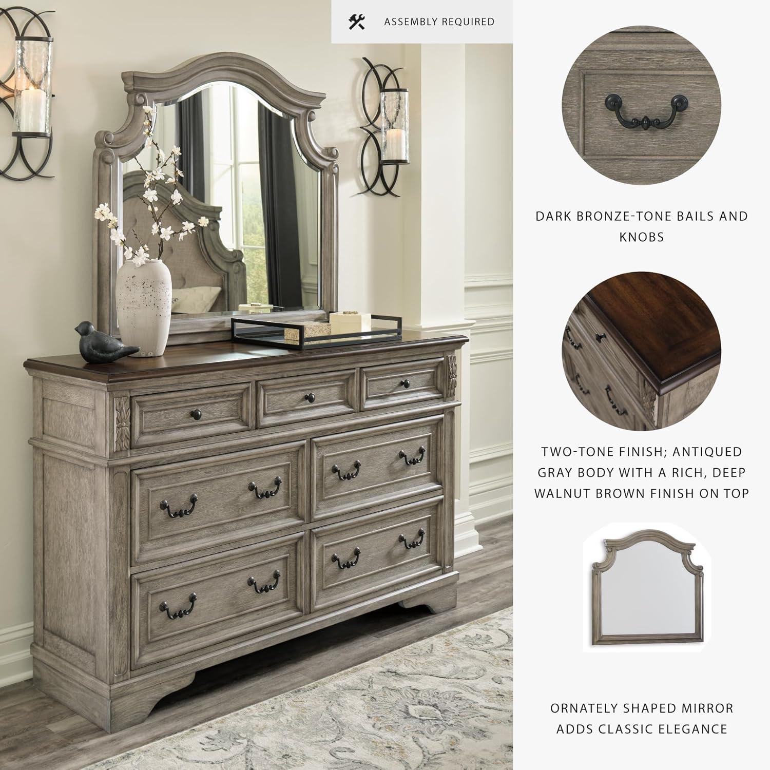 imageSignature Design by Ashley Lodenbay Traditional Queen Upholstered Panel Bed Foundation or Box Spring Needed GrayAntique Gray