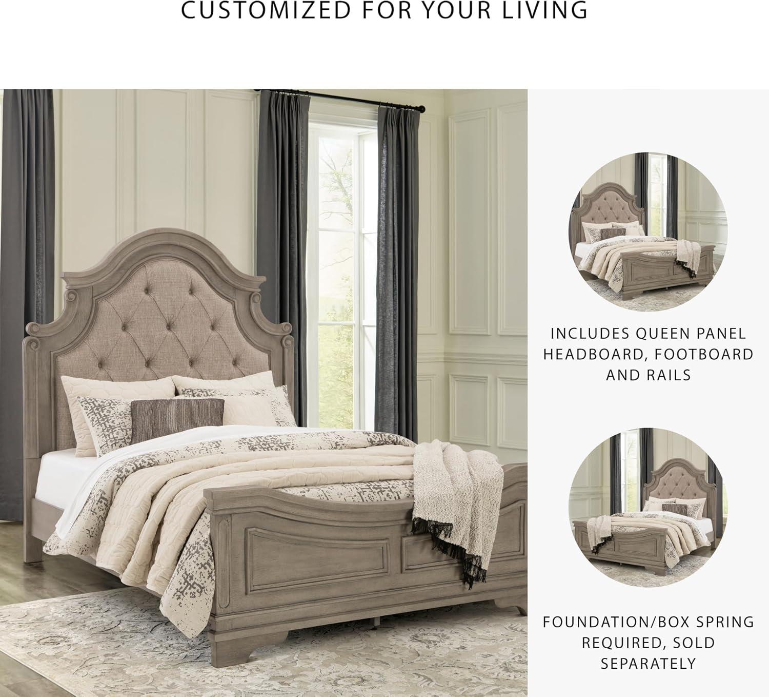 imageSignature Design by Ashley Lodenbay Traditional Queen Upholstered Panel Bed Foundation or Box Spring Needed GrayAntique Gray