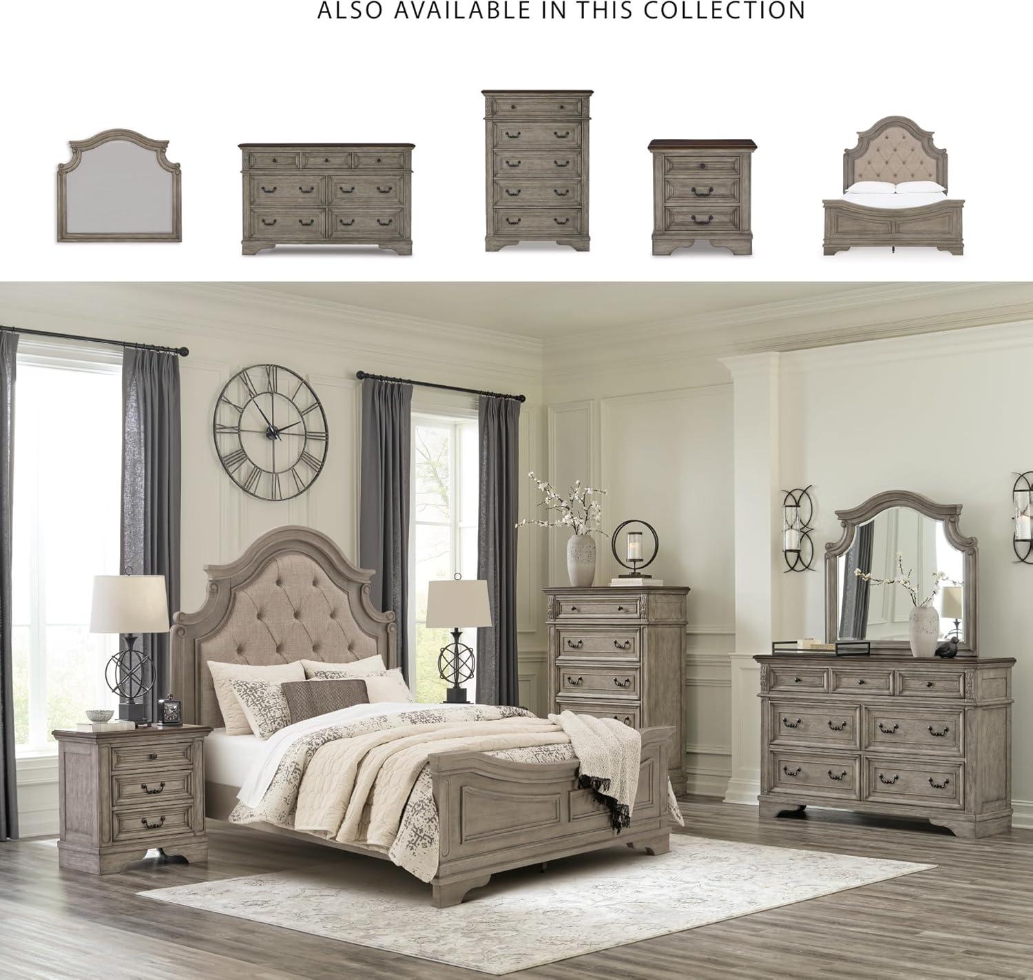 imageSignature Design by Ashley Lodenbay Traditional Queen Upholstered Panel Bed Foundation or Box Spring Needed GrayAntique Gray