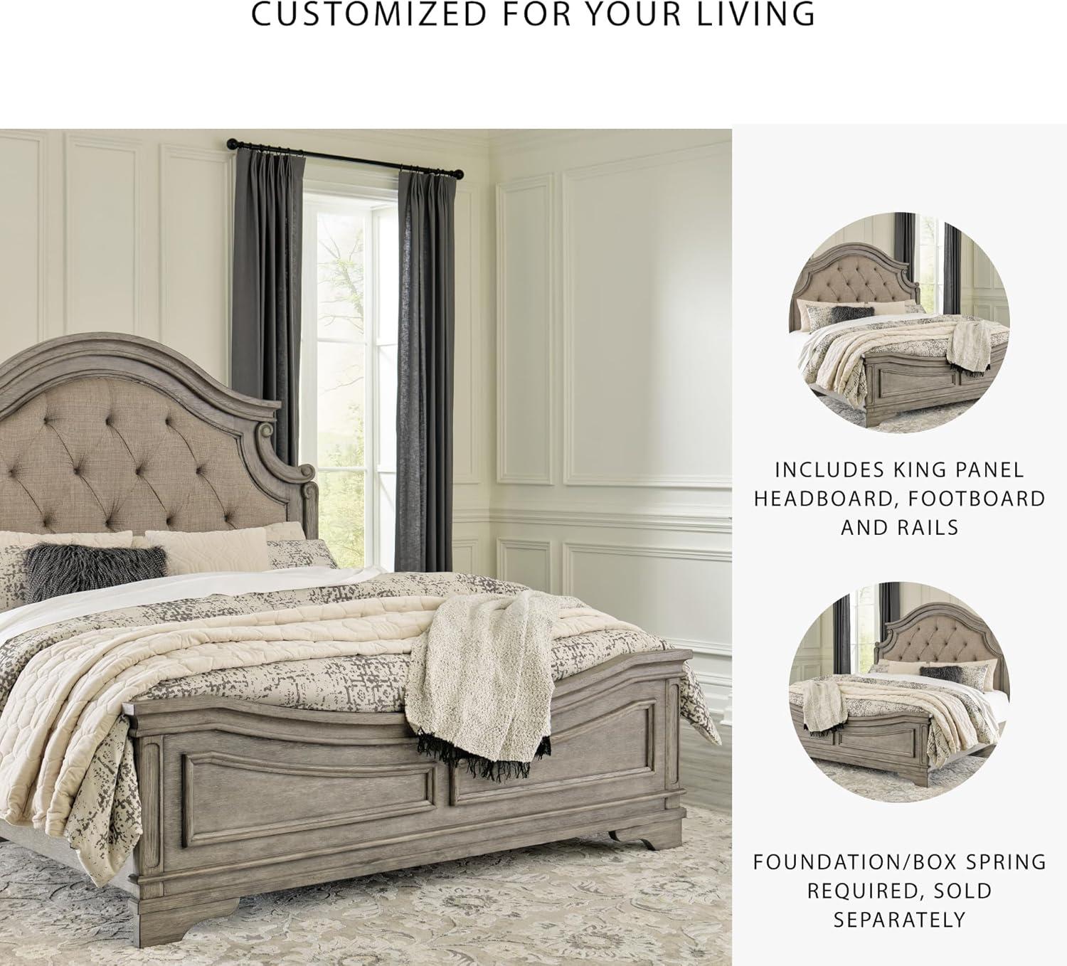 imageSignature Design by Ashley Lodenbay Traditional Queen Upholstered Panel Bed Foundation or Box Spring Needed GrayAntique Gray