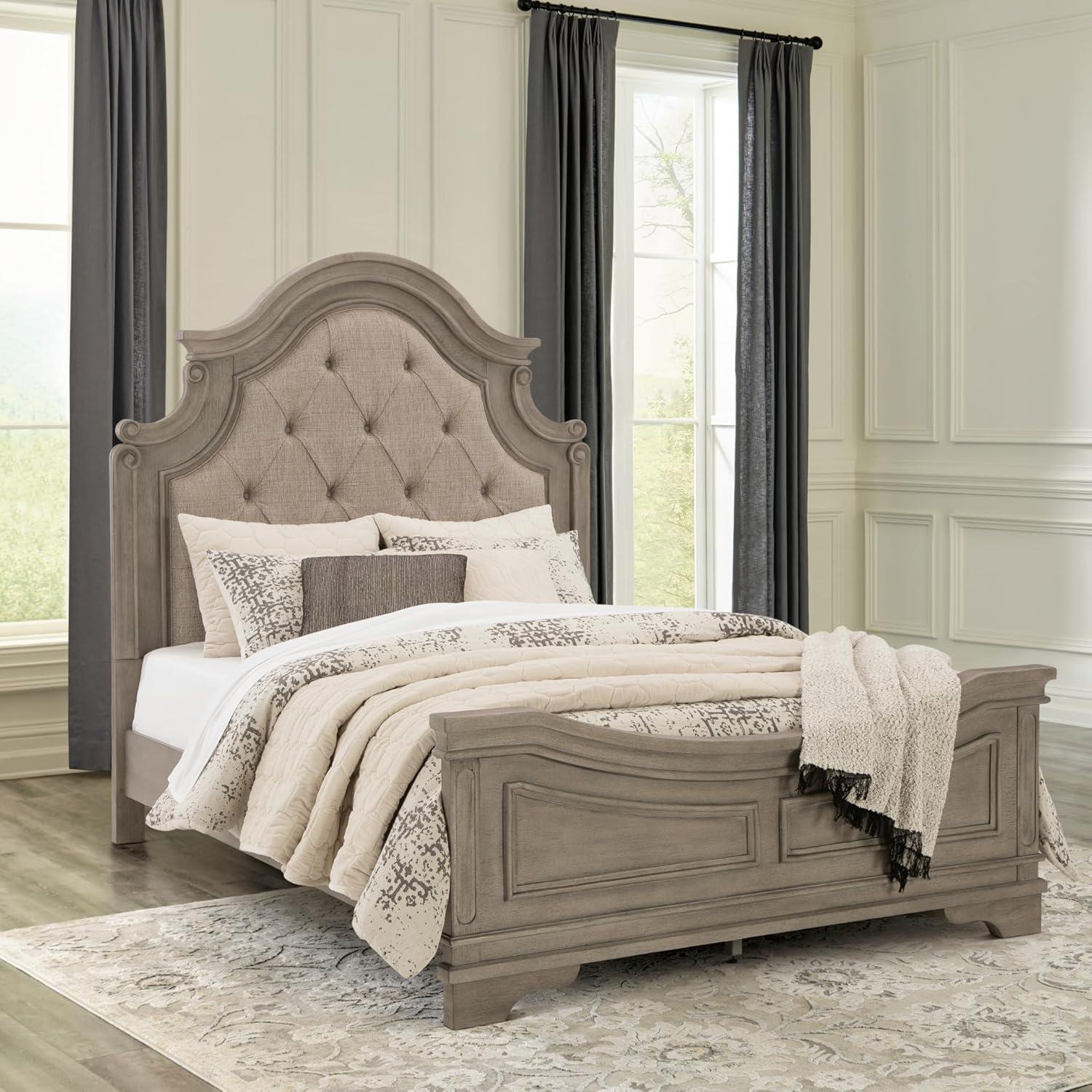 imageSignature Design by Ashley Lodenbay Traditional Queen Upholstered Panel Bed Foundation or Box Spring Needed GrayAntique Gray