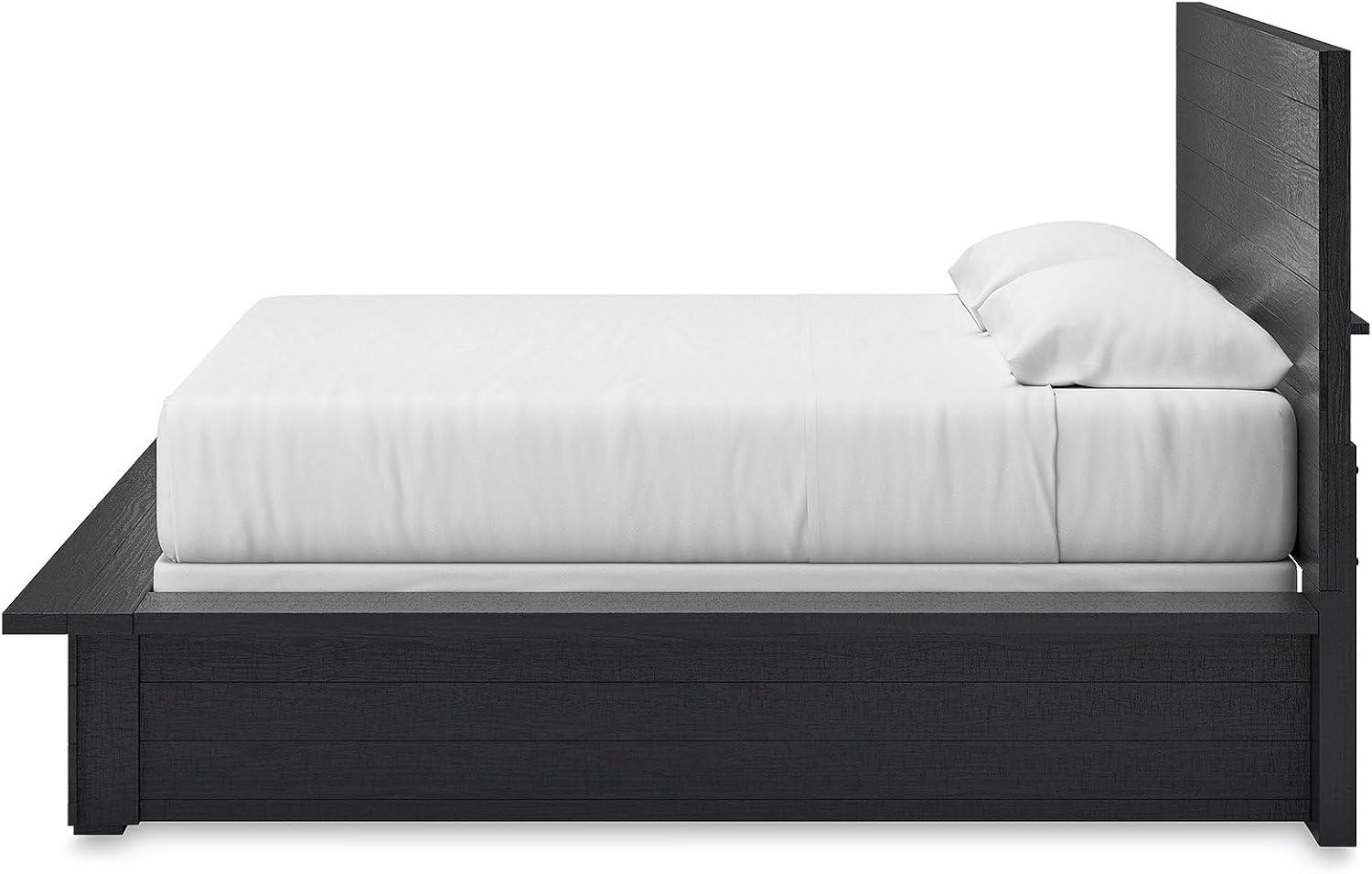 imageSignature Design by Ashley Londer Modern California King Panel Bed with Wide Rails Foundation or Box Spring Needed BlackKing Panel Bed