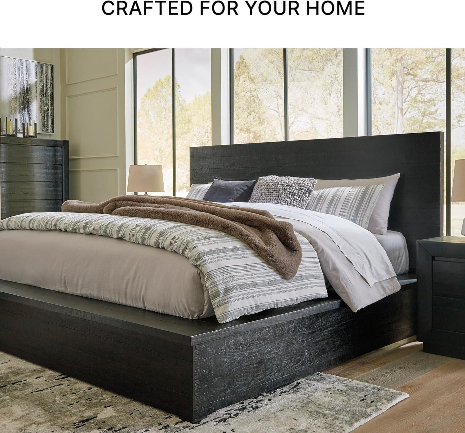 imageSignature Design by Ashley Londer Modern California King Panel Bed with Wide Rails Foundation or Box Spring Needed BlackKing Panel Bed