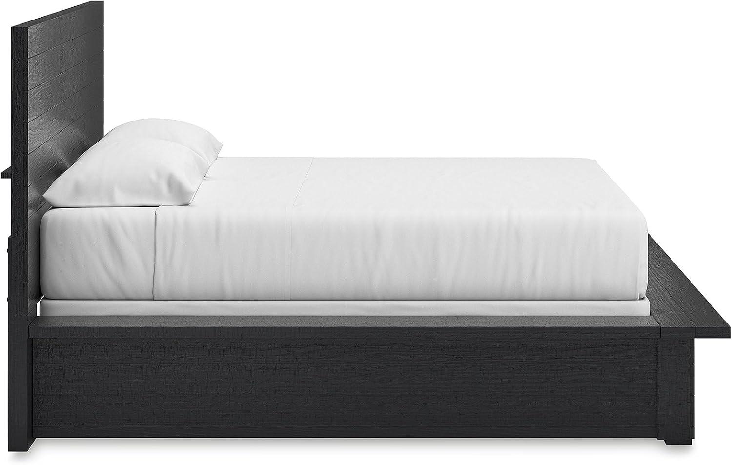 imageSignature Design by Ashley Londer Modern California King Panel Bed with Wide Rails Foundation or Box Spring Needed BlackKing Panel Bed