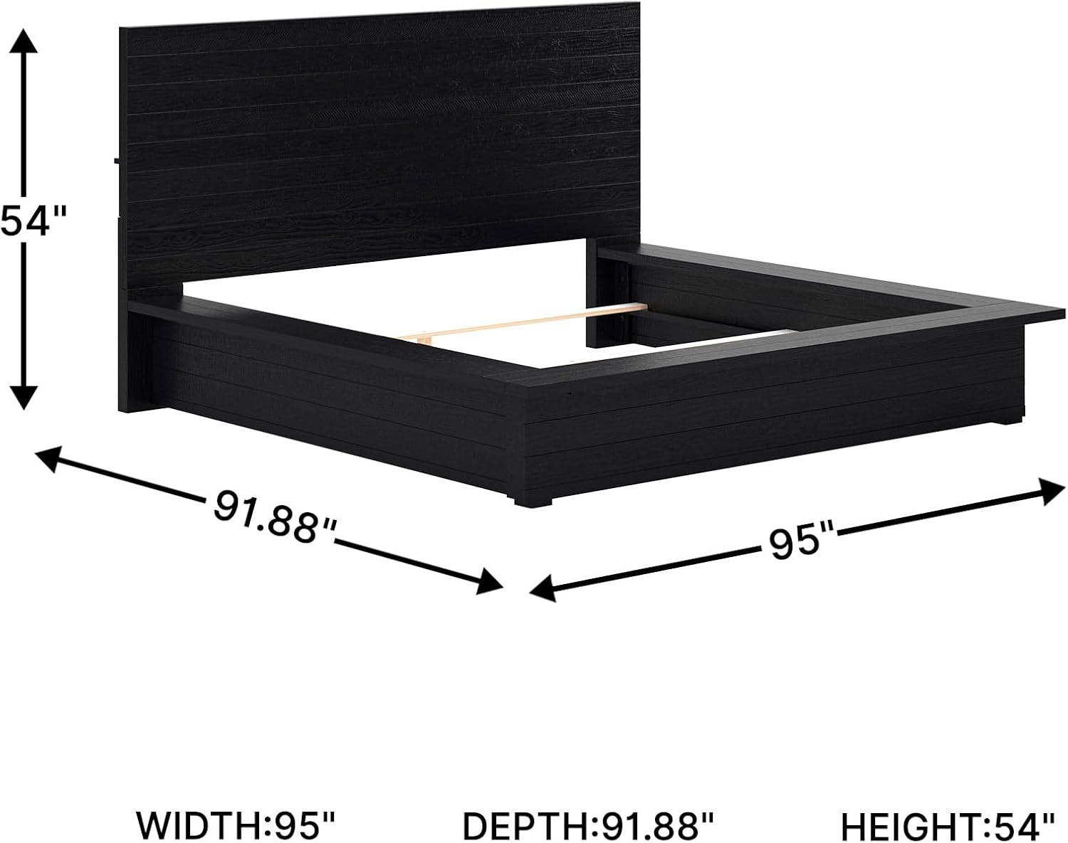 imageSignature Design by Ashley Londer Modern California King Panel Bed with Wide Rails Foundation or Box Spring Needed BlackKing Panel Bed