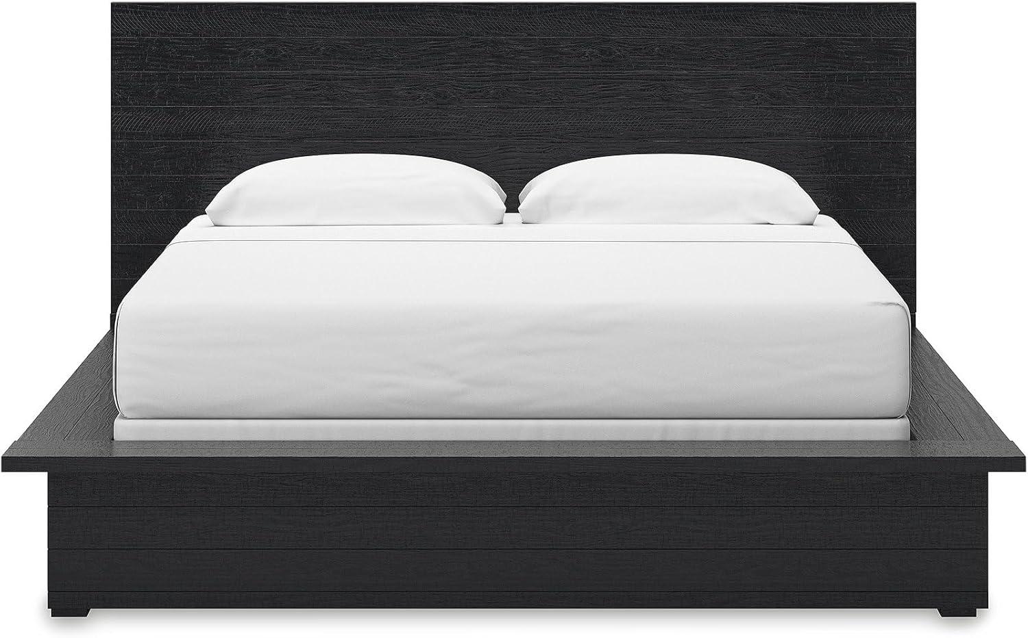 imageSignature Design by Ashley Londer Modern California King Panel Bed with Wide Rails Foundation or Box Spring Needed BlackKing Panel Bed