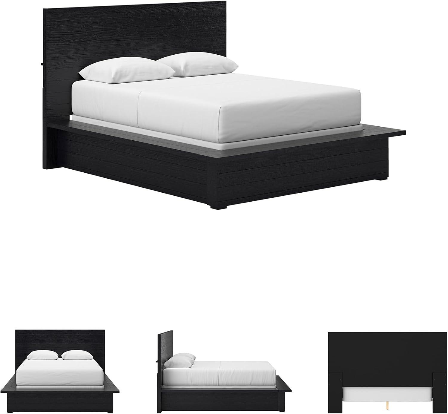 imageSignature Design by Ashley Londer Modern California King Panel Bed with Wide Rails Foundation or Box Spring Needed BlackQueen Panel Bed