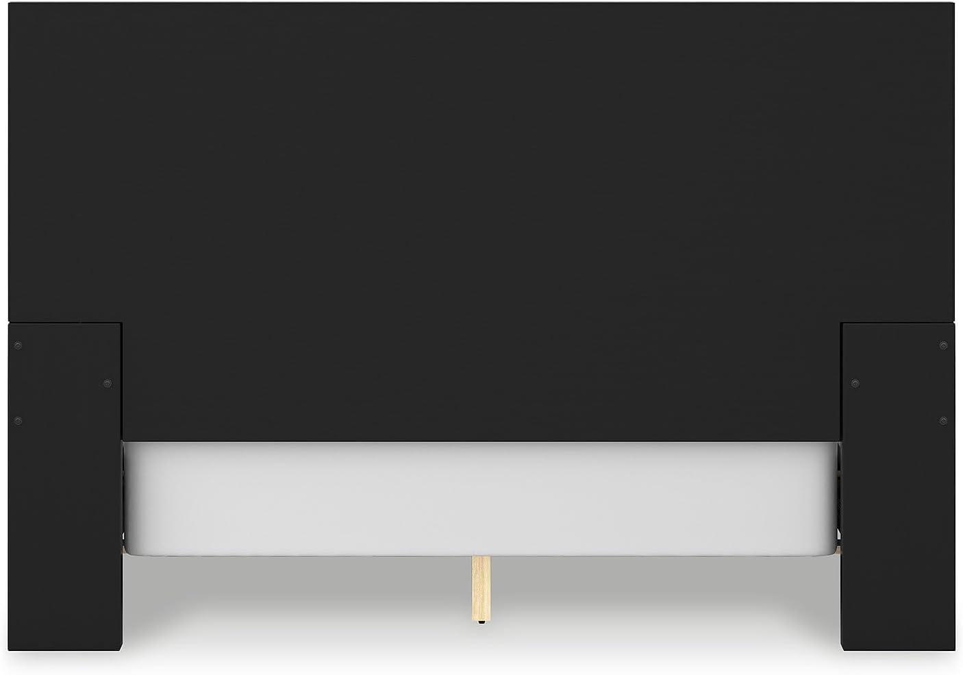 imageSignature Design by Ashley Londer Modern California King Panel Bed with Wide Rails Foundation or Box Spring Needed BlackQueen Panel Bed