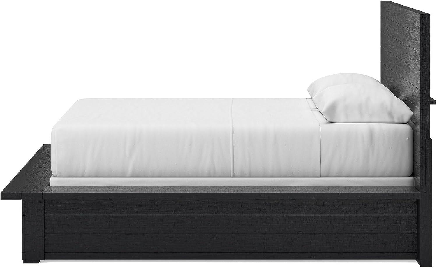 imageSignature Design by Ashley Londer Modern California King Panel Bed with Wide Rails Foundation or Box Spring Needed BlackQueen Panel Bed