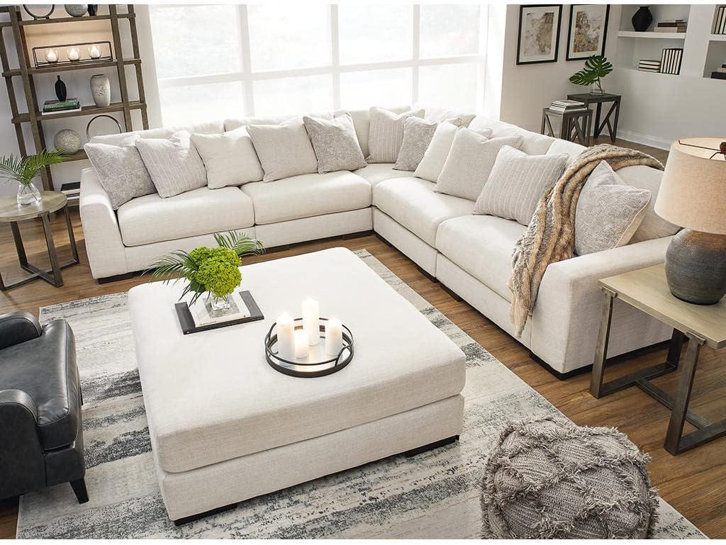 imageSignature Design by Ashley Lyndeboro Contemporary Oversized Upholstered Accent Ottoman BeigeBeige